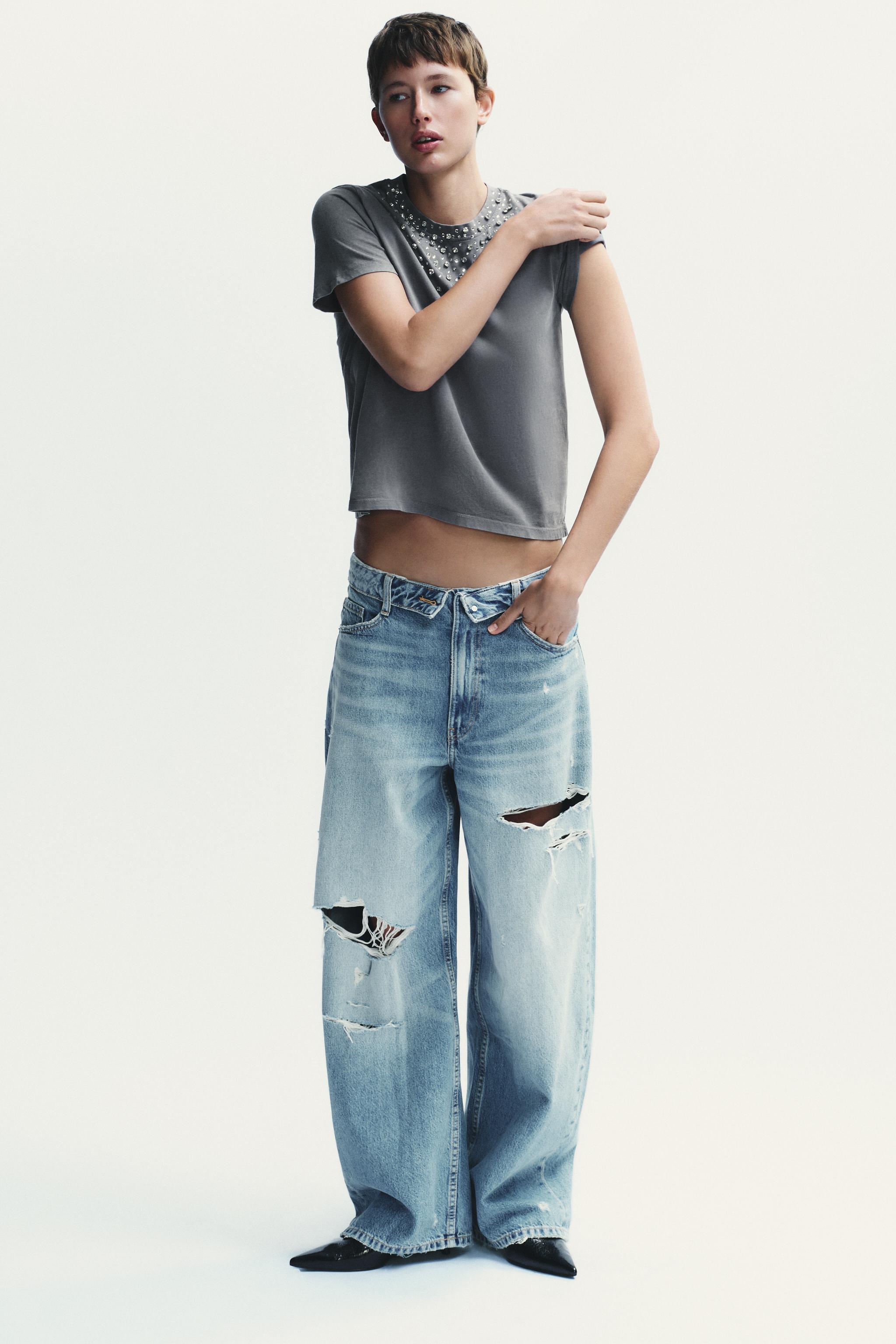 WASHED EFFECT JEWEL T-SHIRT