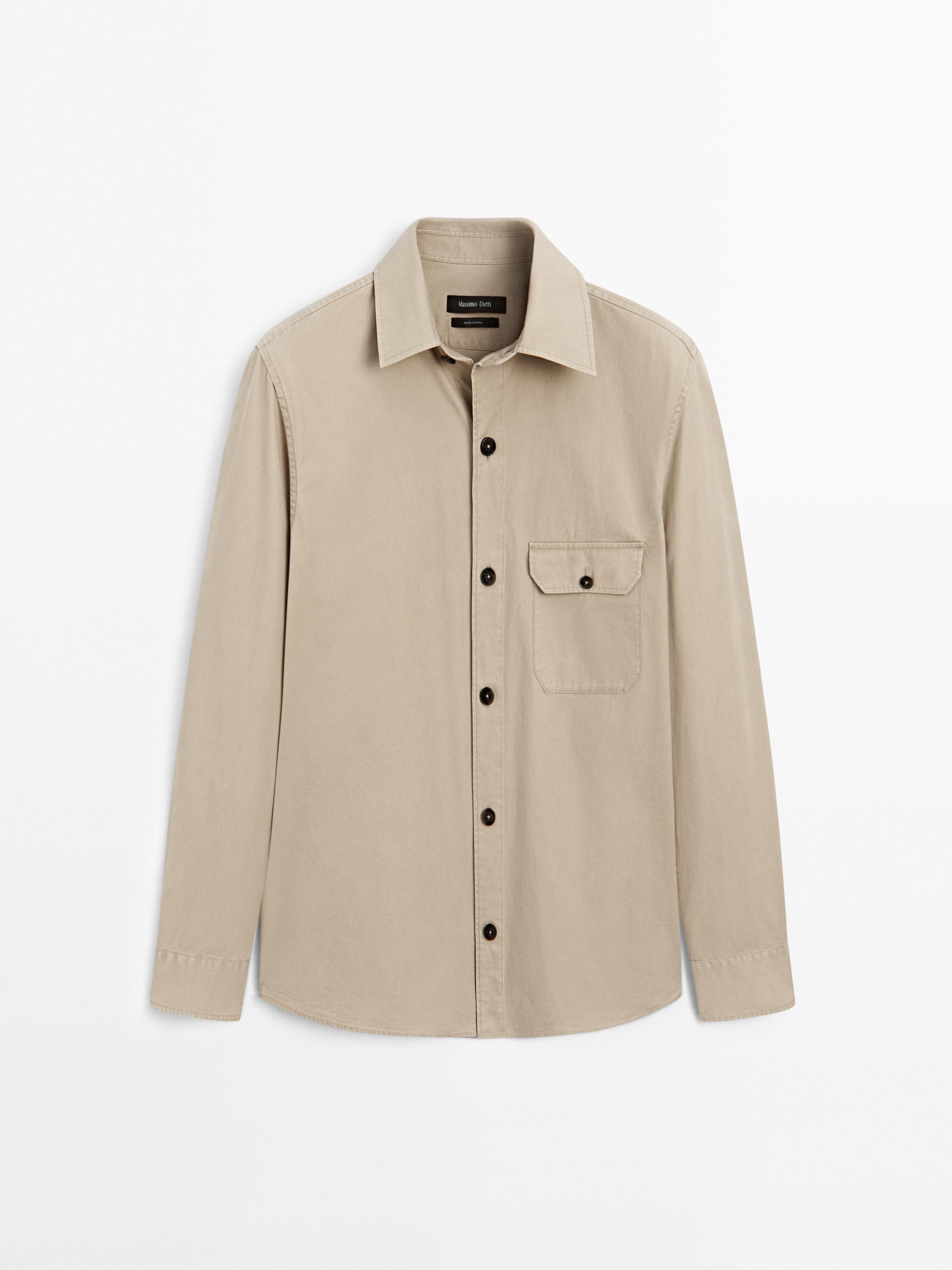 100% cotton overshirt with pocket