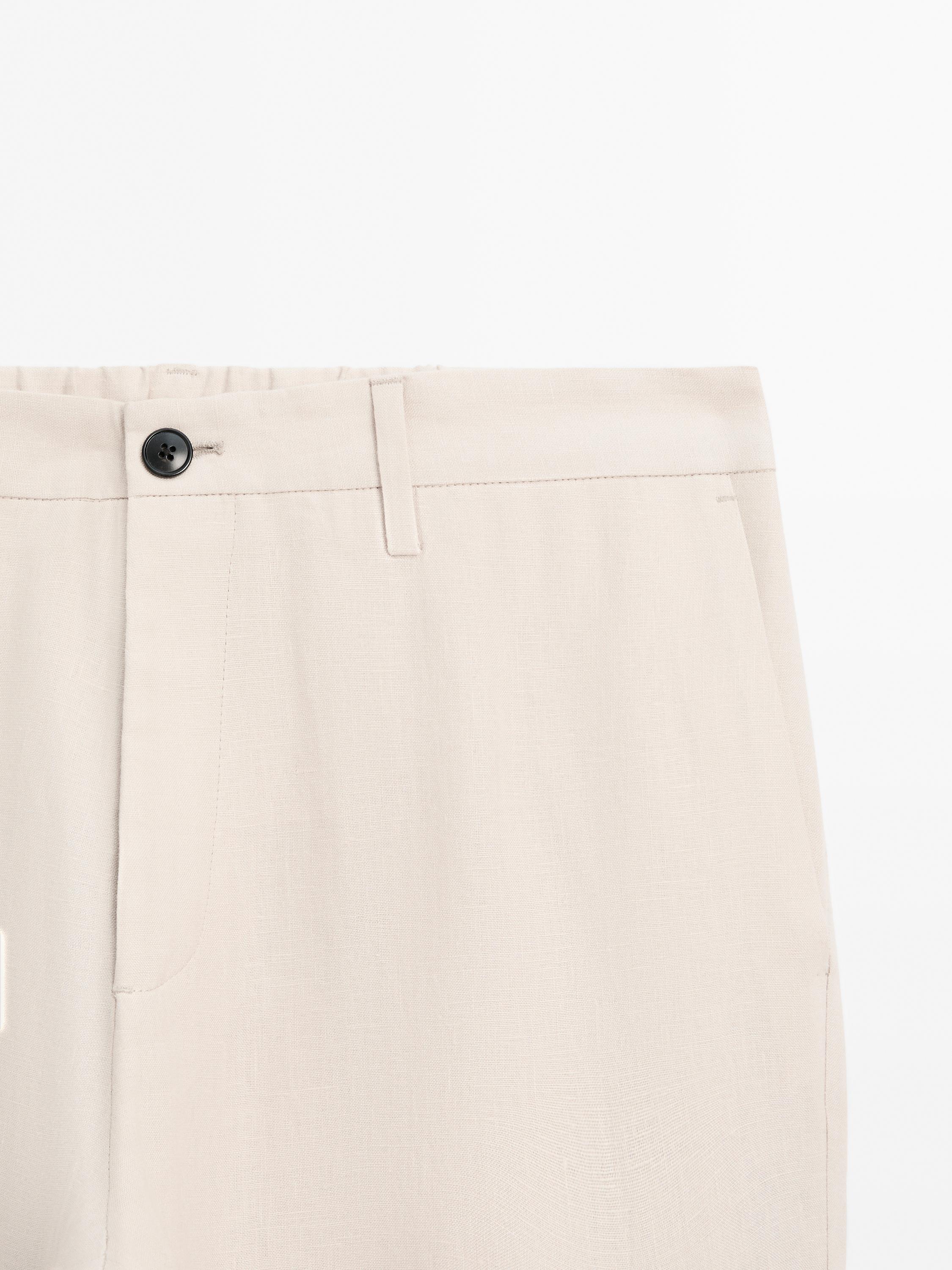 100% linen regular fit trousers