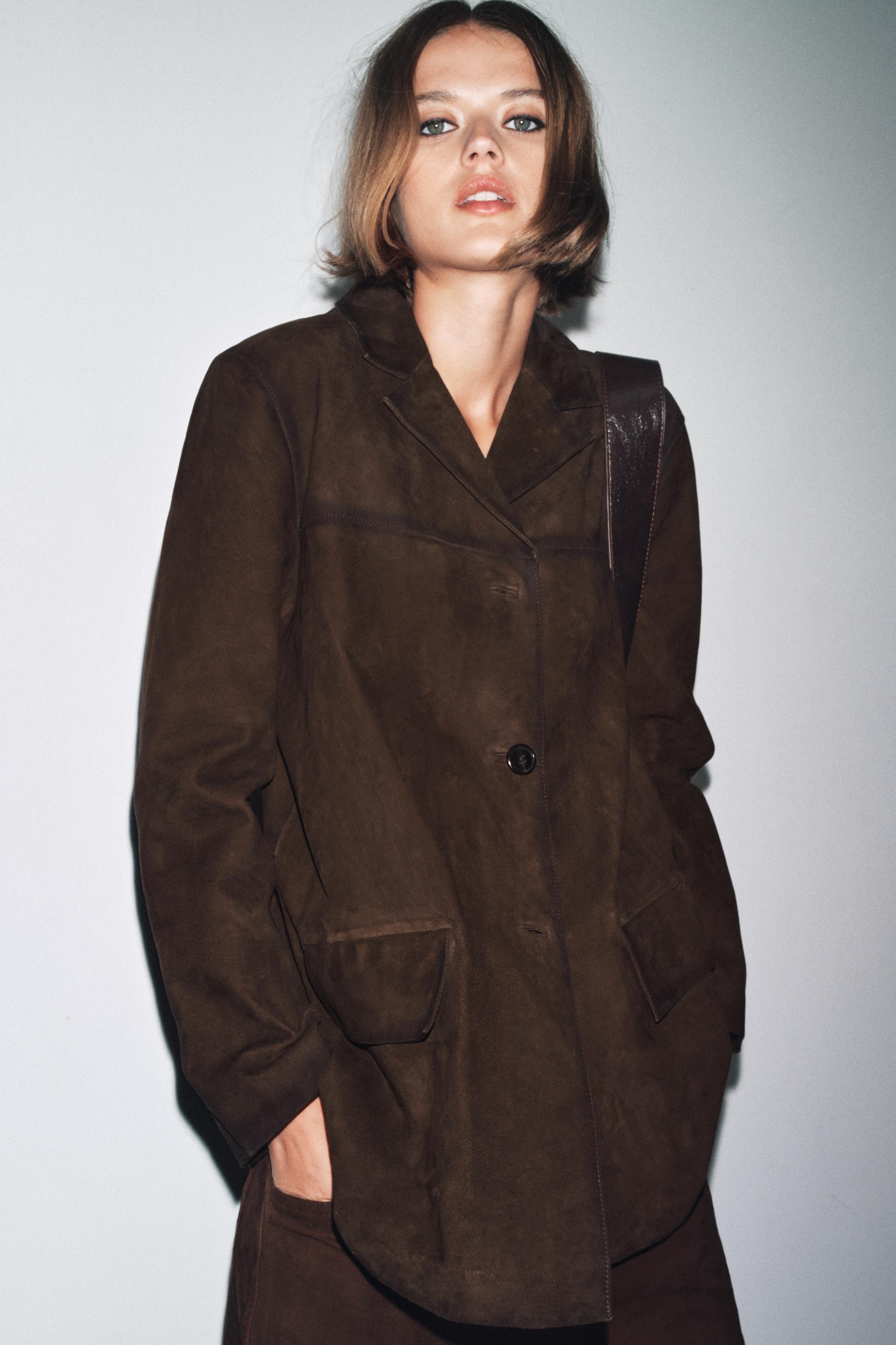 100% SUEDE LEATHER BLAZER ZW COLLECTION LIMITED EDITION