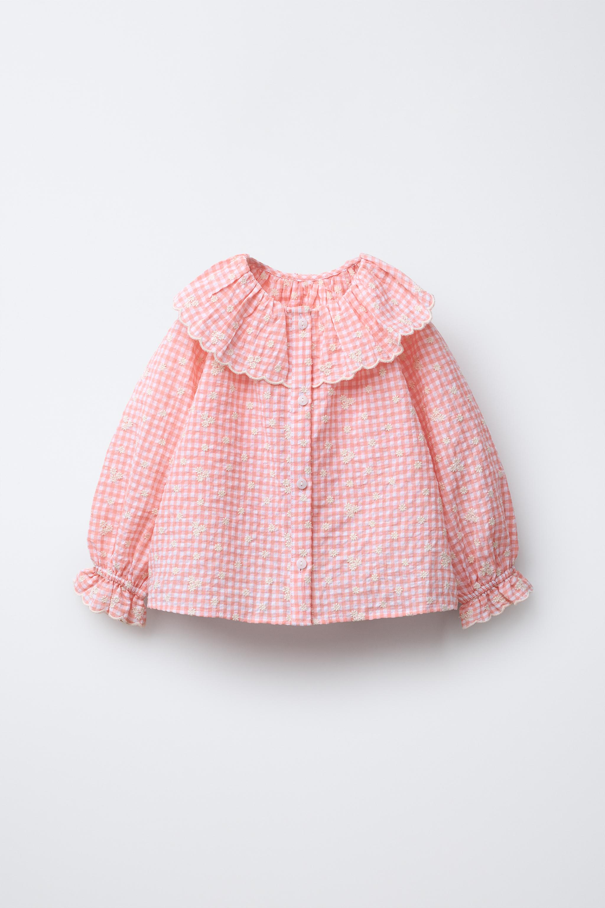 GINGHAM BLOUSE WITH EMBROIDERED FLOWERS