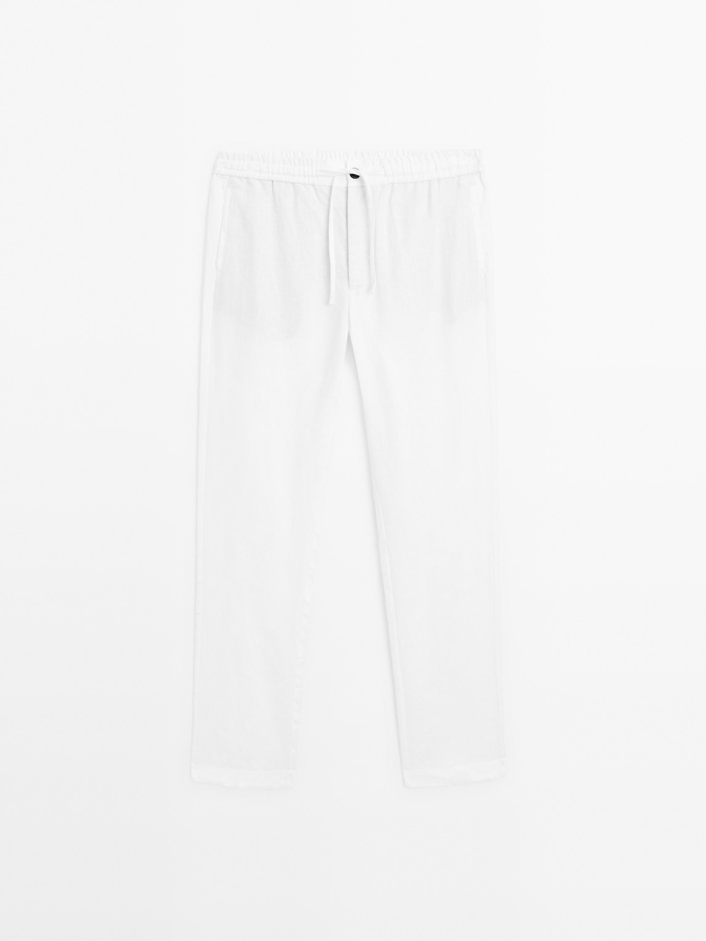 100% linen jogger fit trousers