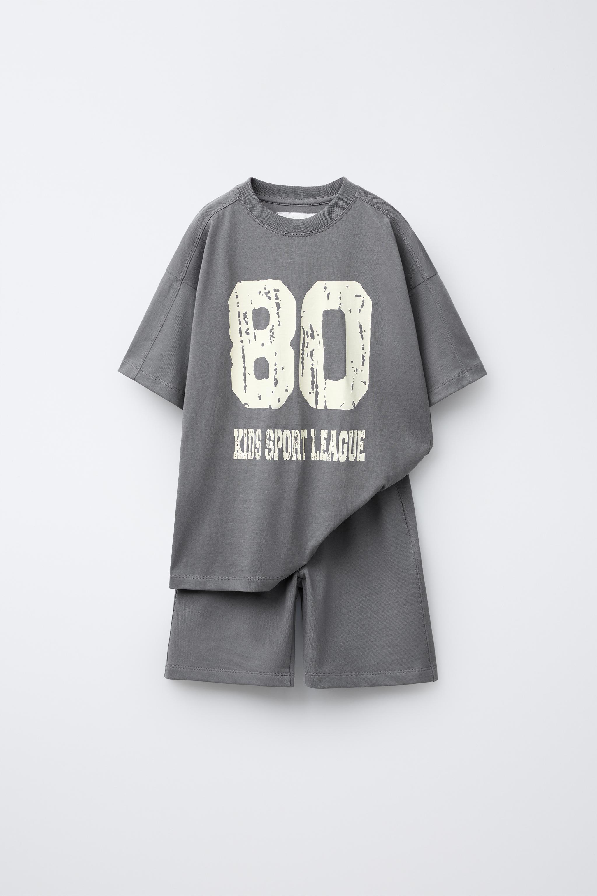 TEXT PRINT T-SHIRT AND BERMUDA SET