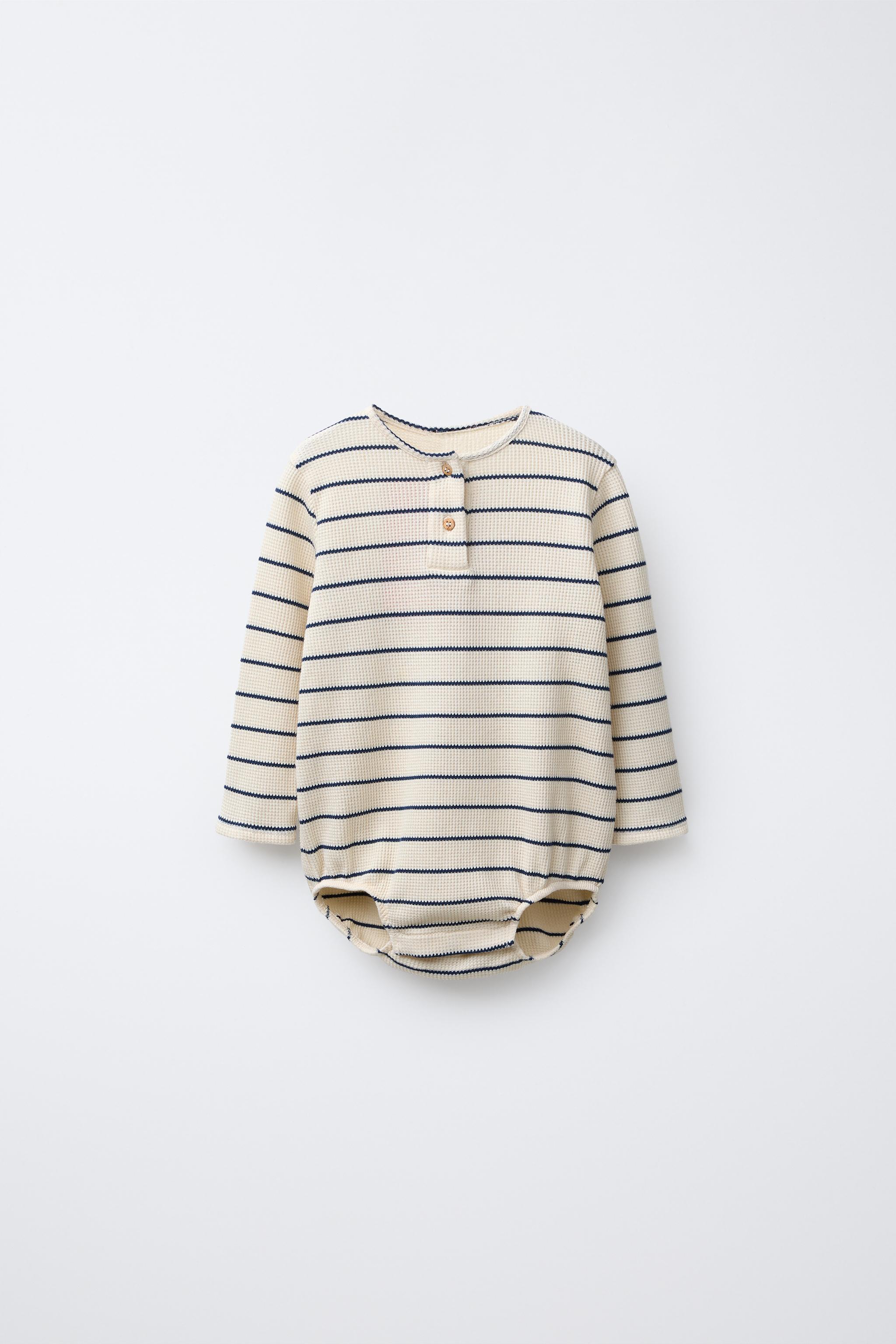 STRIPED WAFFLE BODYSUIT