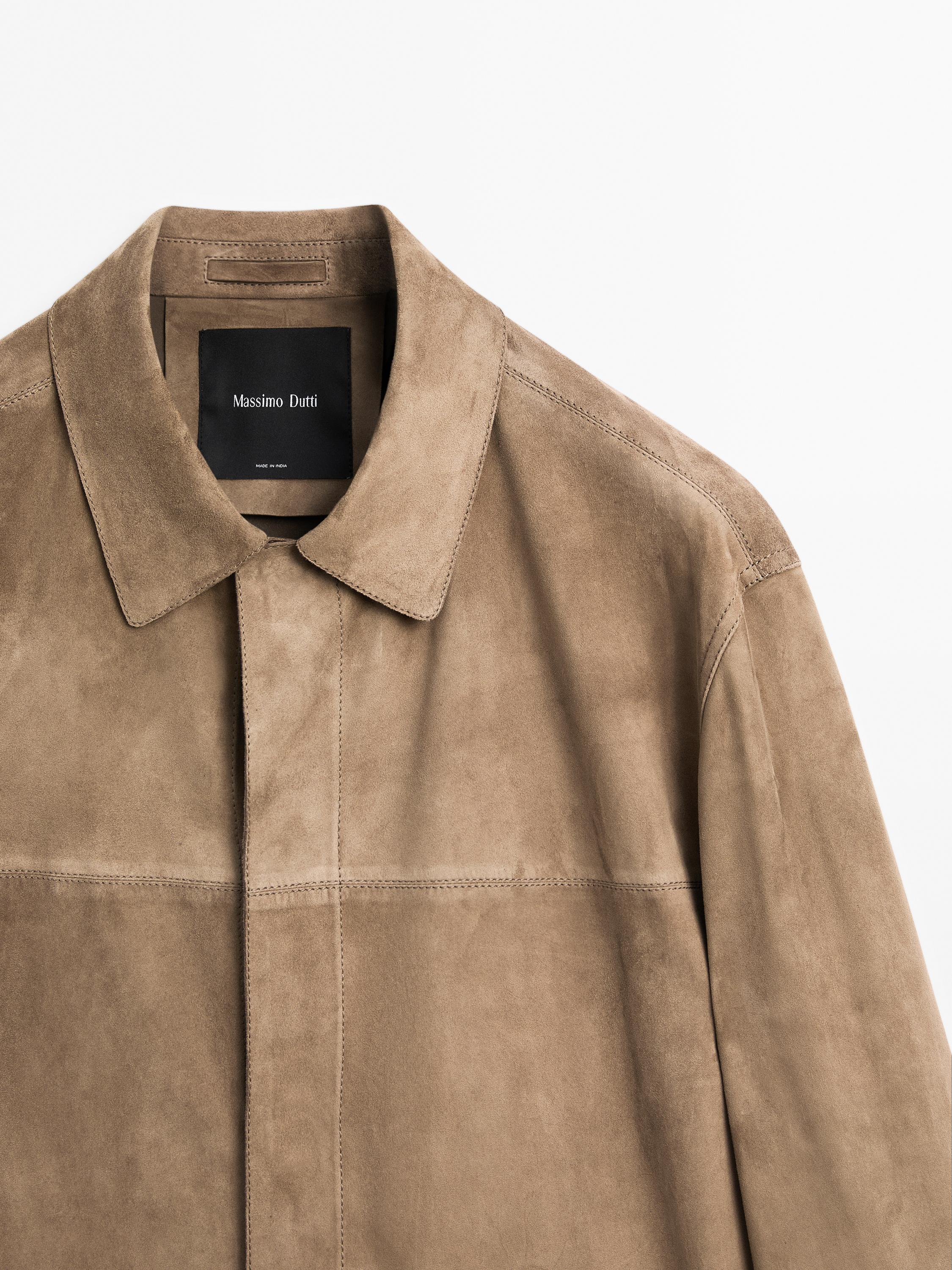Suede leather overshirt