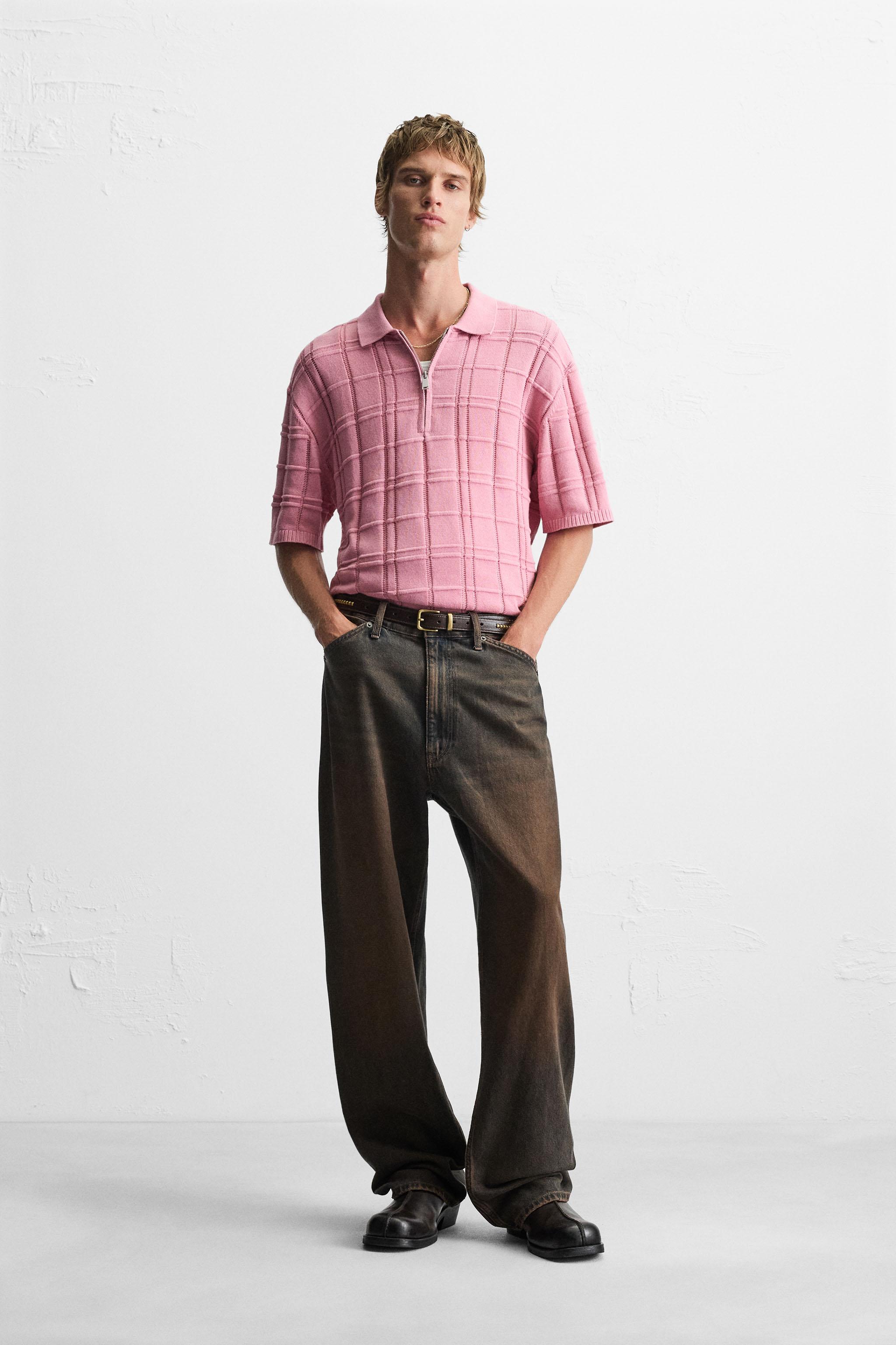 CHECKERED JACQUARD KNIT POLO SHIRT