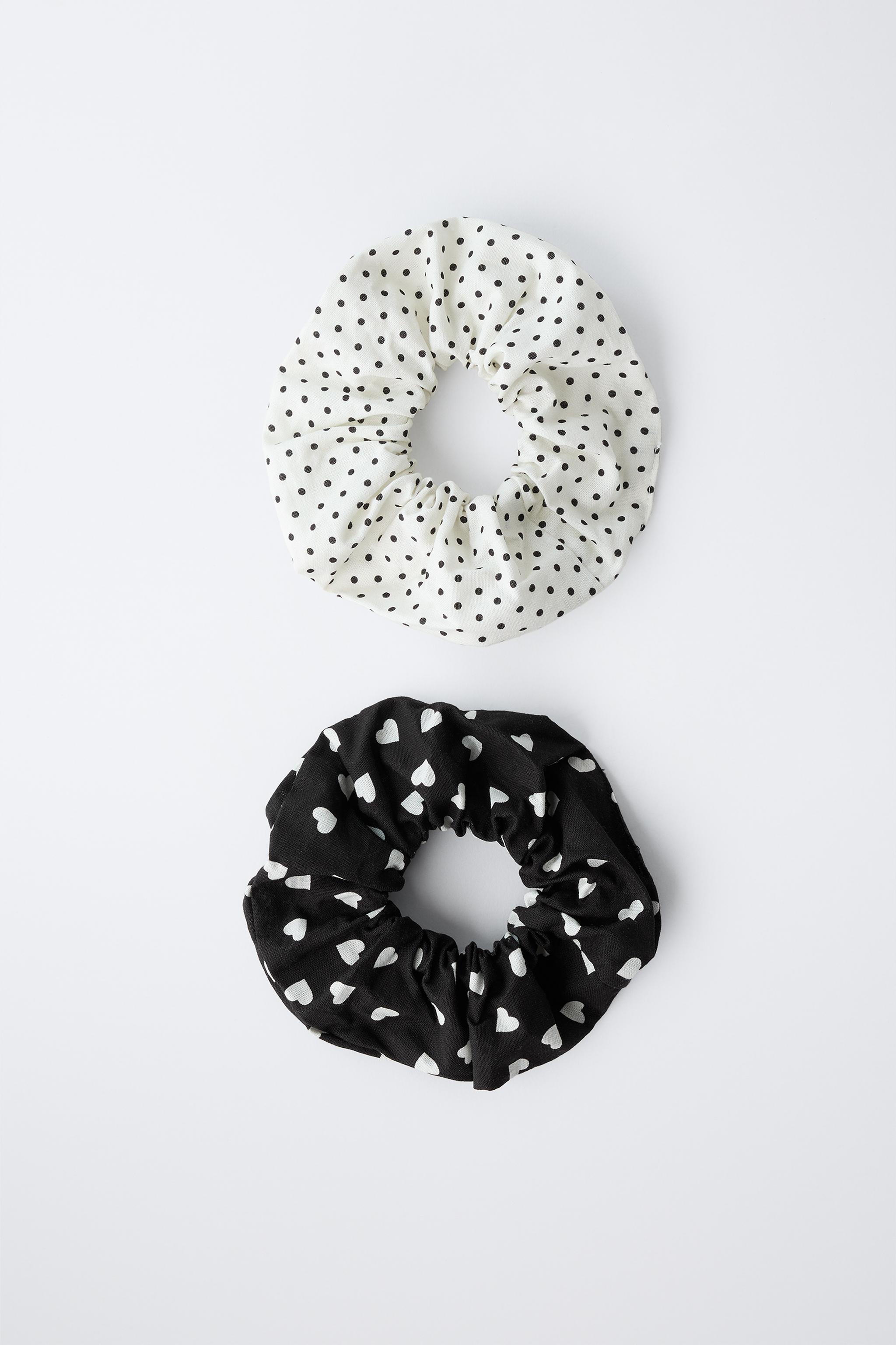 TWO-PACK OF POLKA DOT AND HEART HAIR TIES