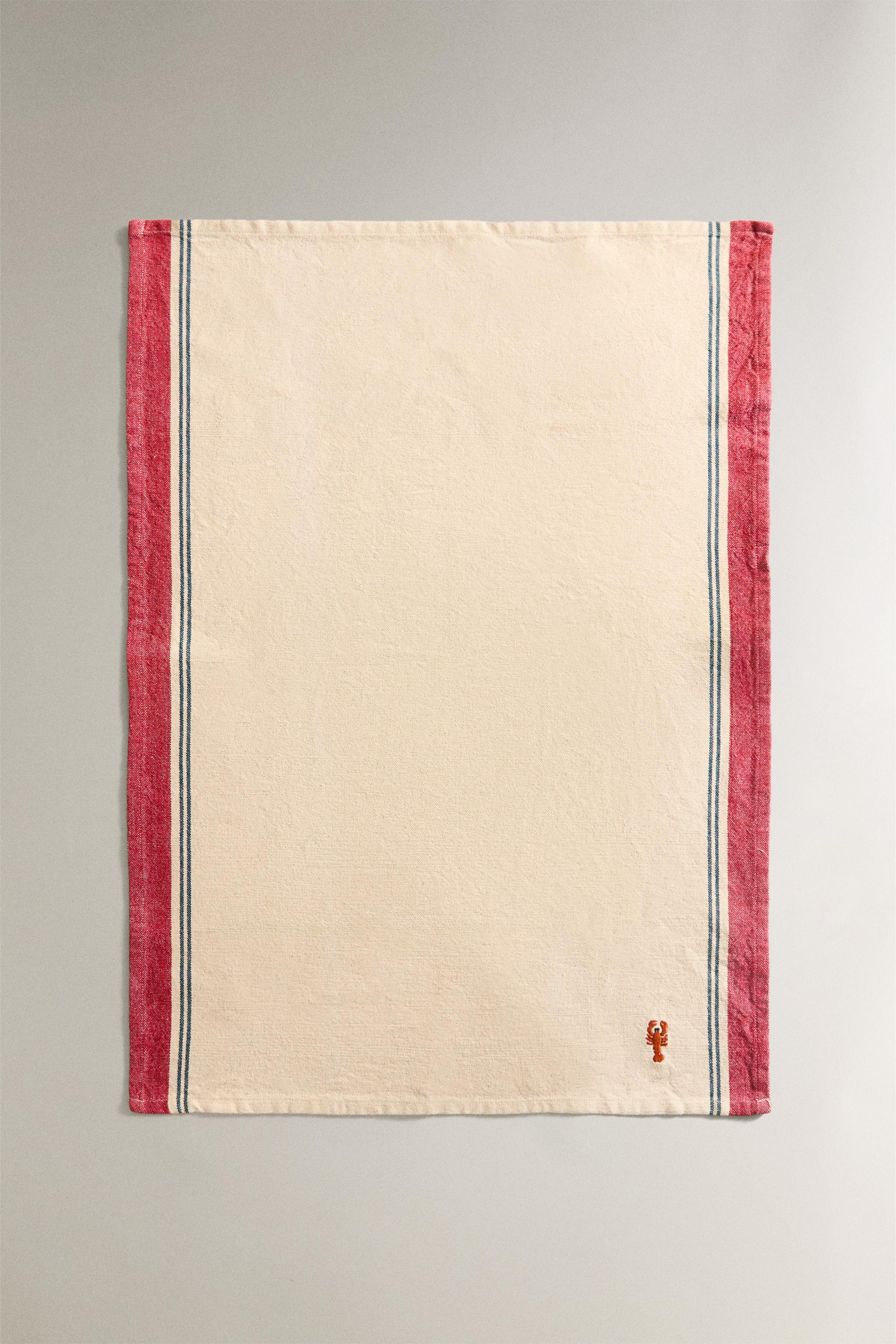 EMBROIDERED KITCHEN TOWEL WITH LOBSTER