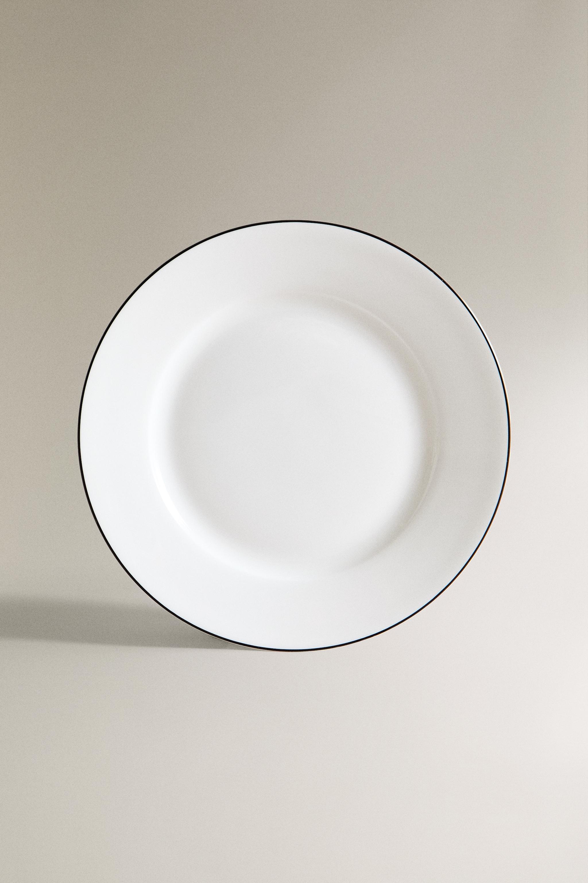 BONE CHINA SIDE PLATE WITH BLACK RIM