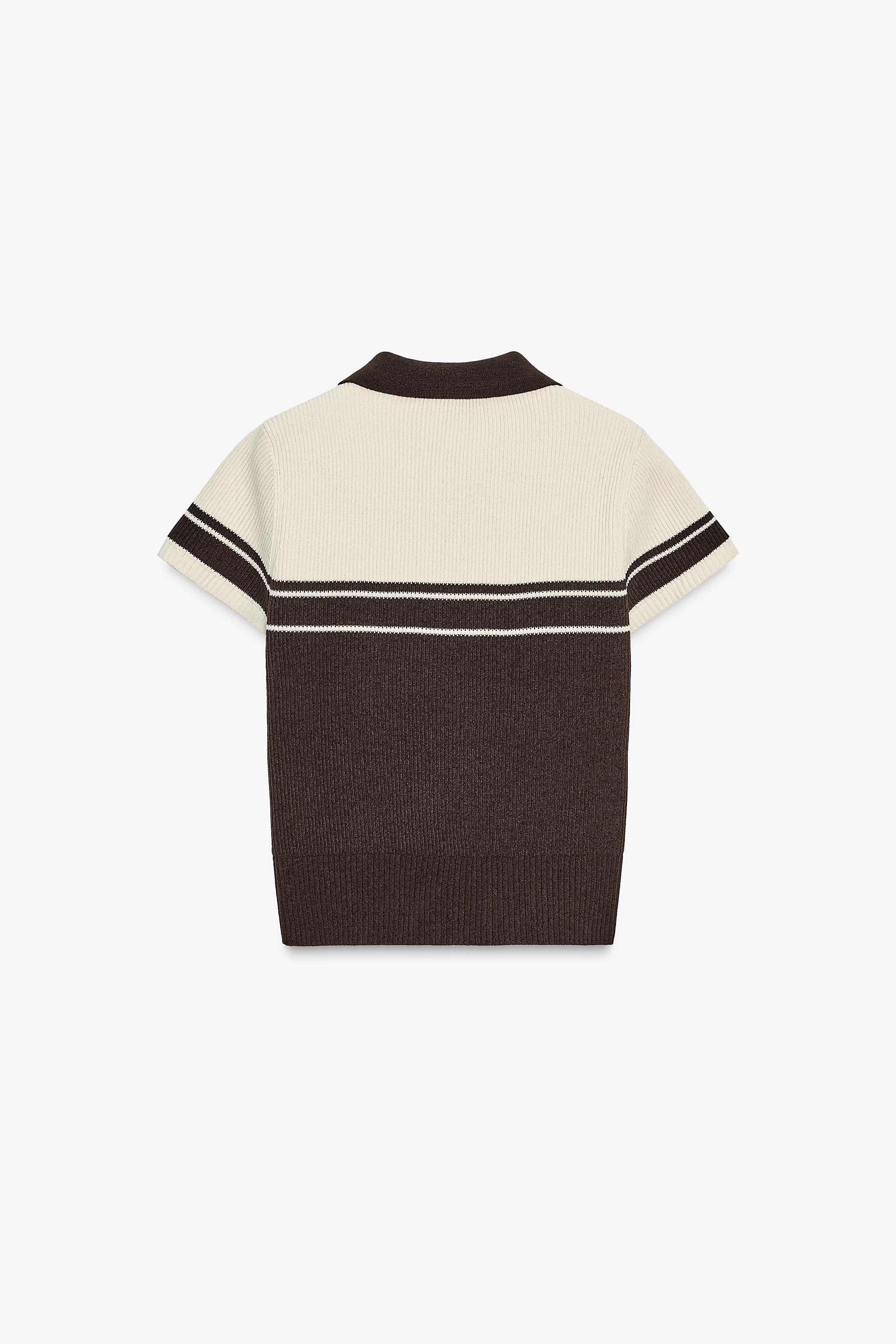 RIBBED KNIT POLO TOP