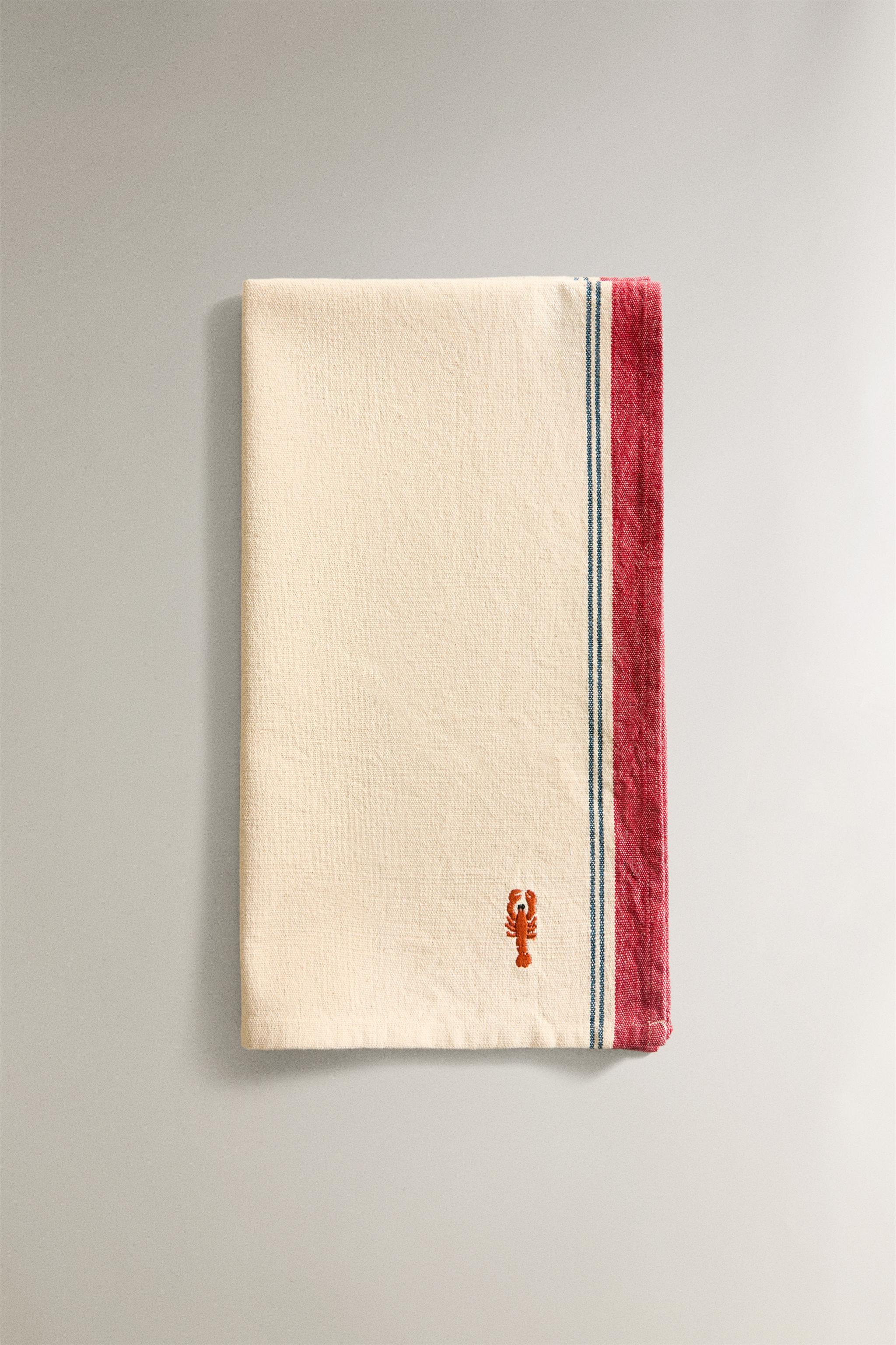 EMBROIDERED KITCHEN TOWEL WITH LOBSTER