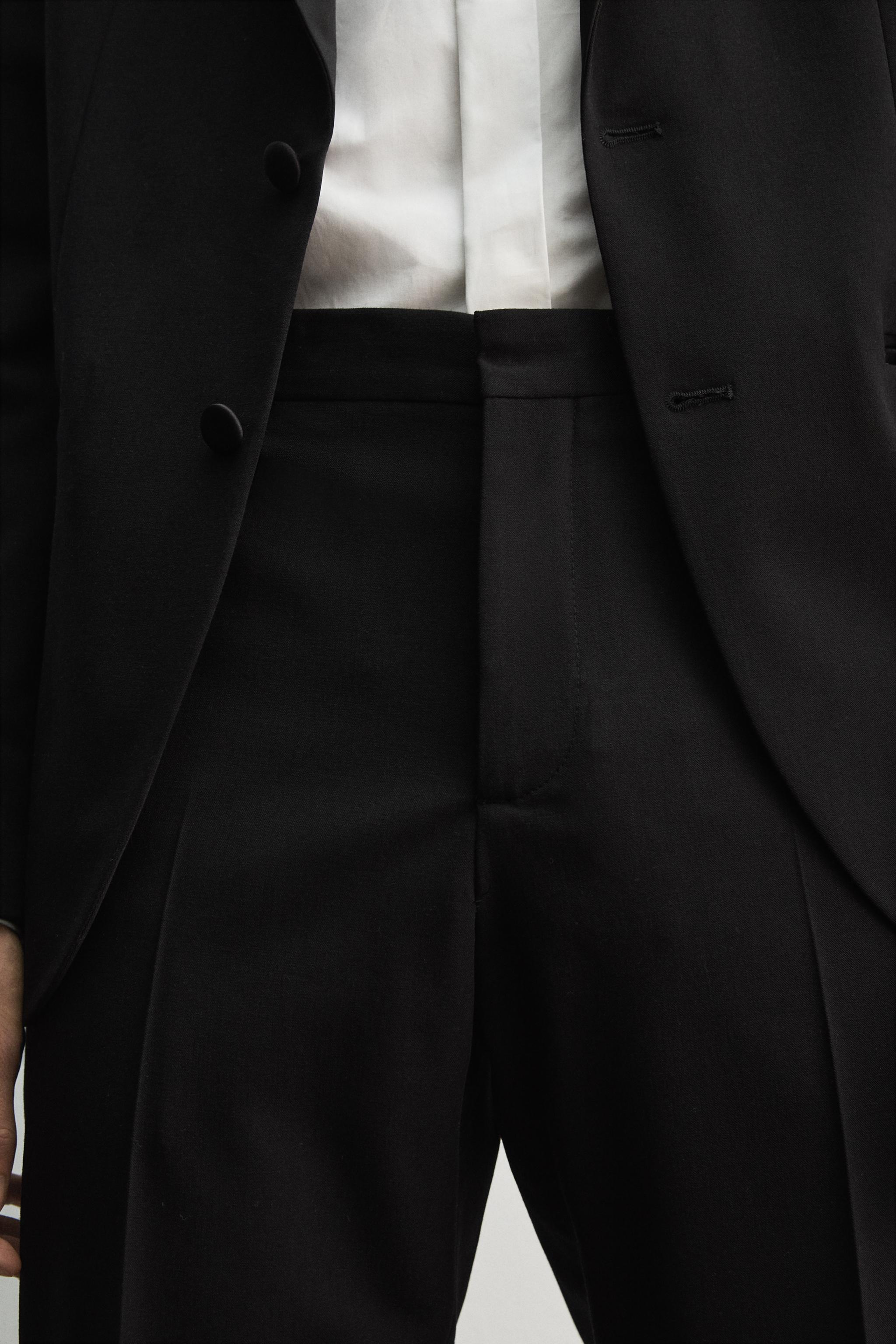 WOOL BLEND TUXEDO SUIT PANTS