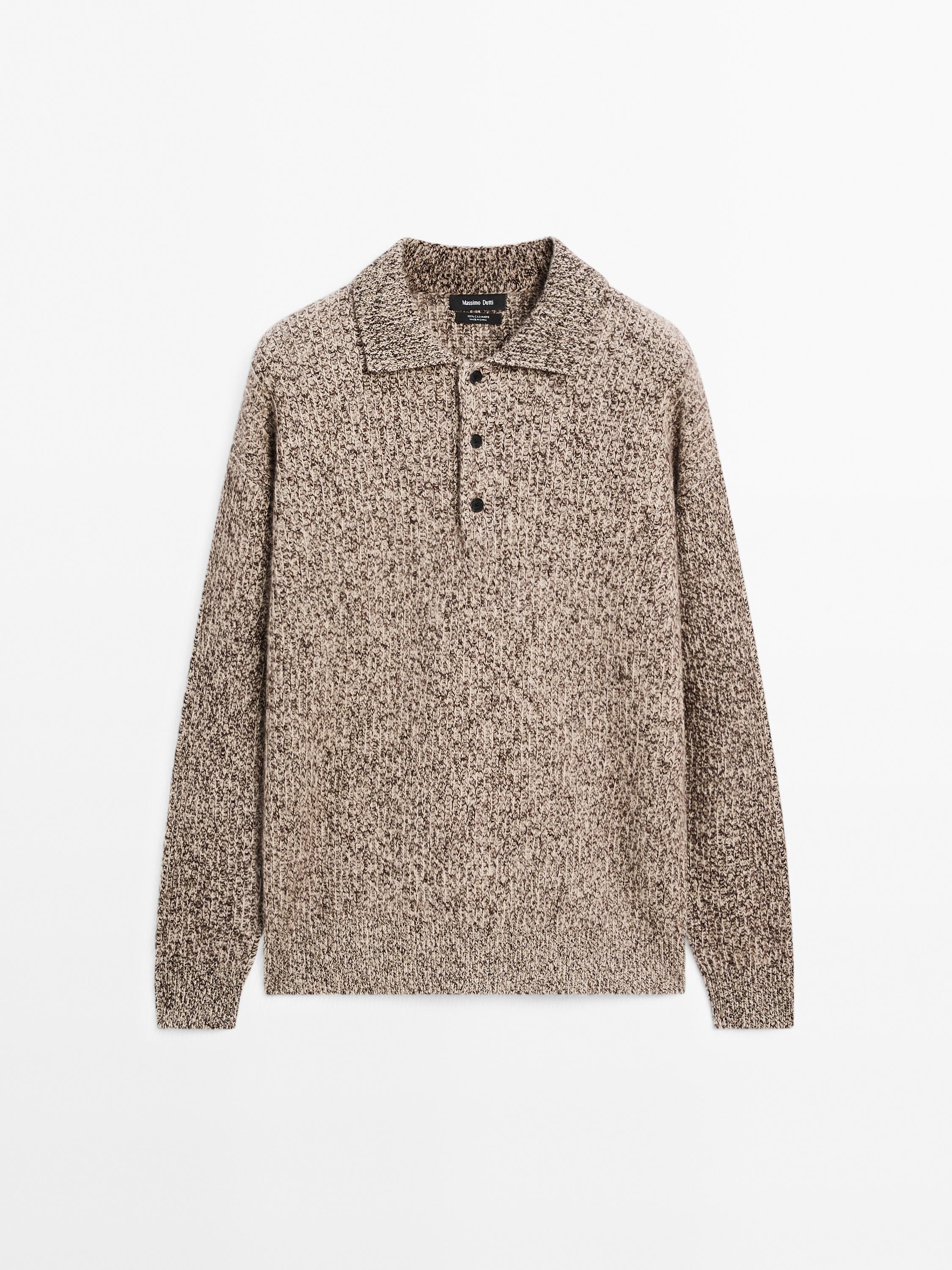 100% cashmere knit polo sweater