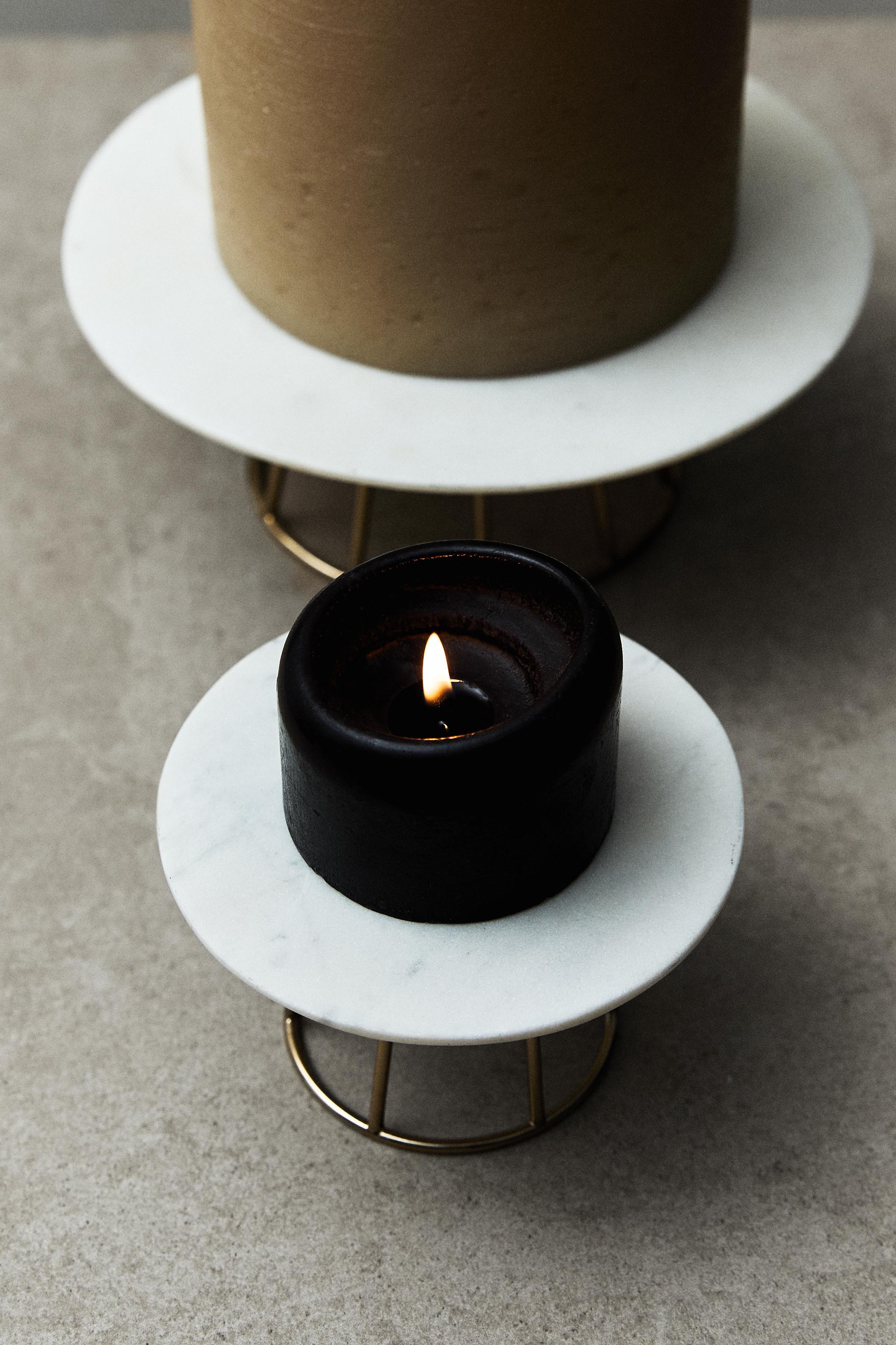 MARBLE AND METAL TEALIGHT HOLDER