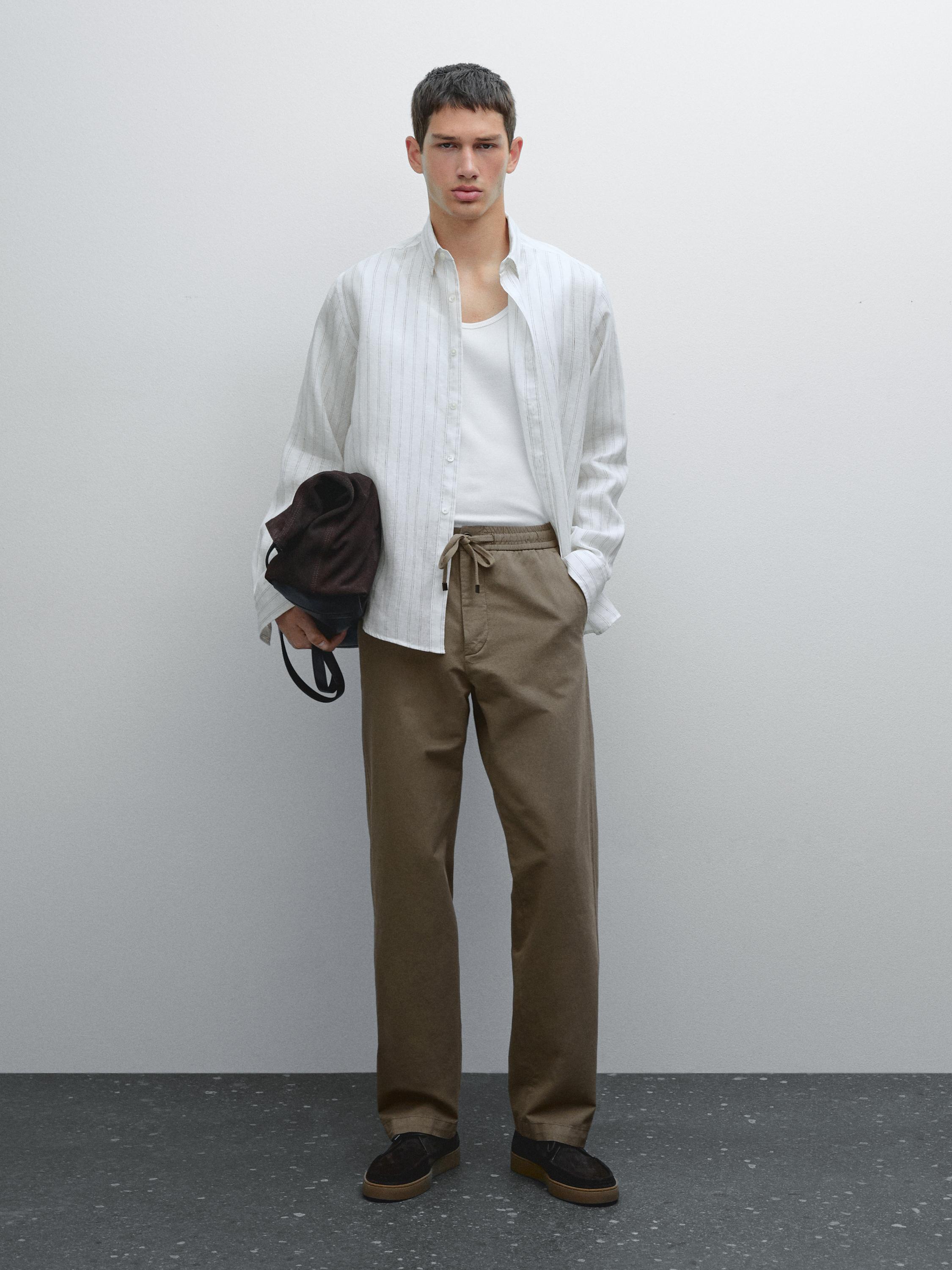 Cotton blend jogger fit trousers