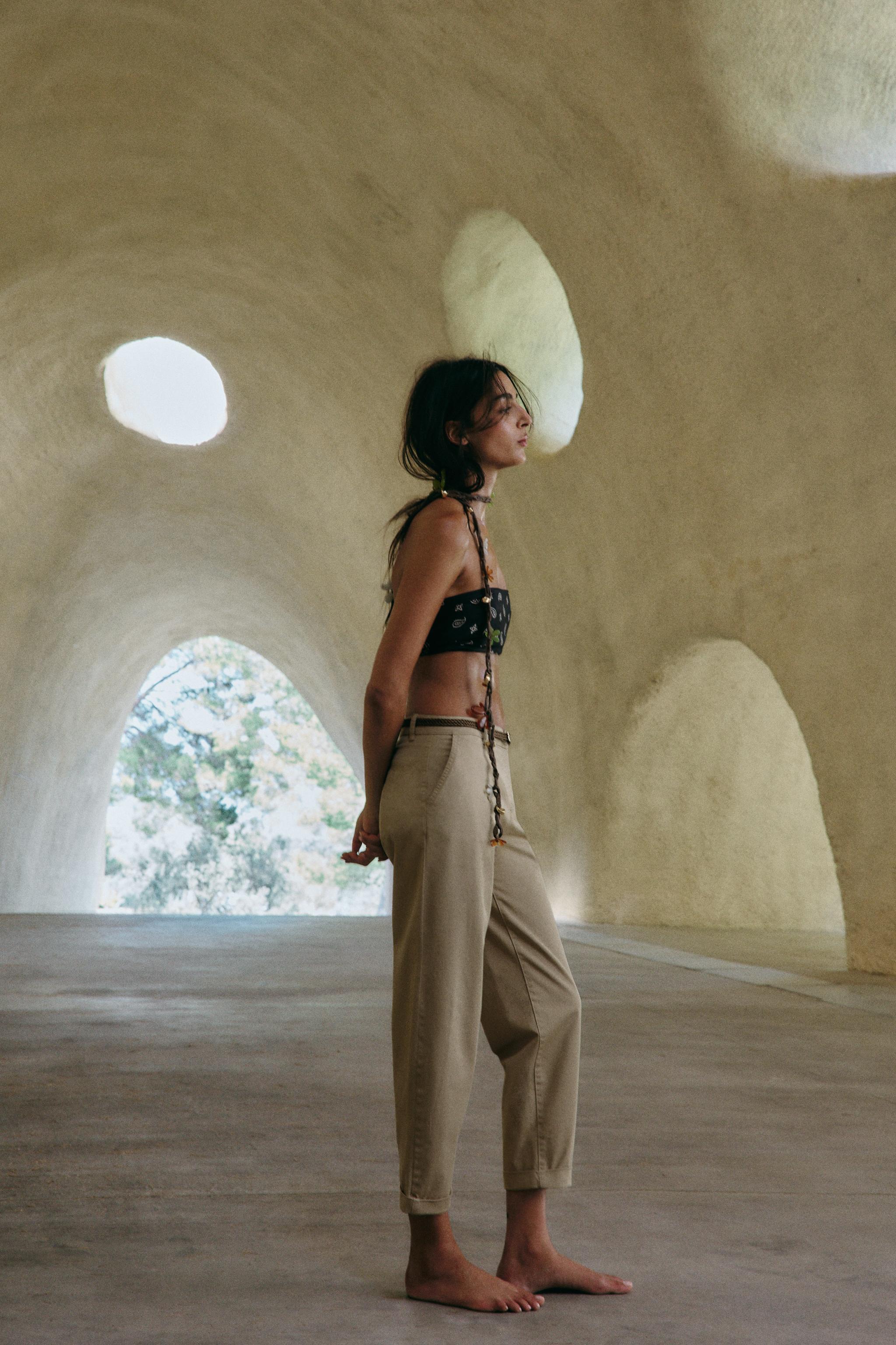 BRAIDED BELTED CHINO PANTS