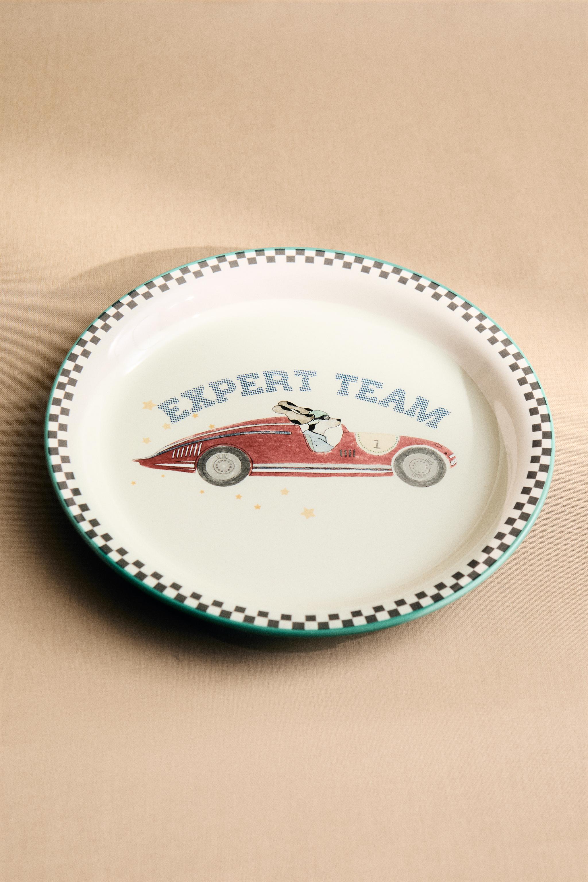 CHILDREN'S CERAMIC RACING DOG PLATE