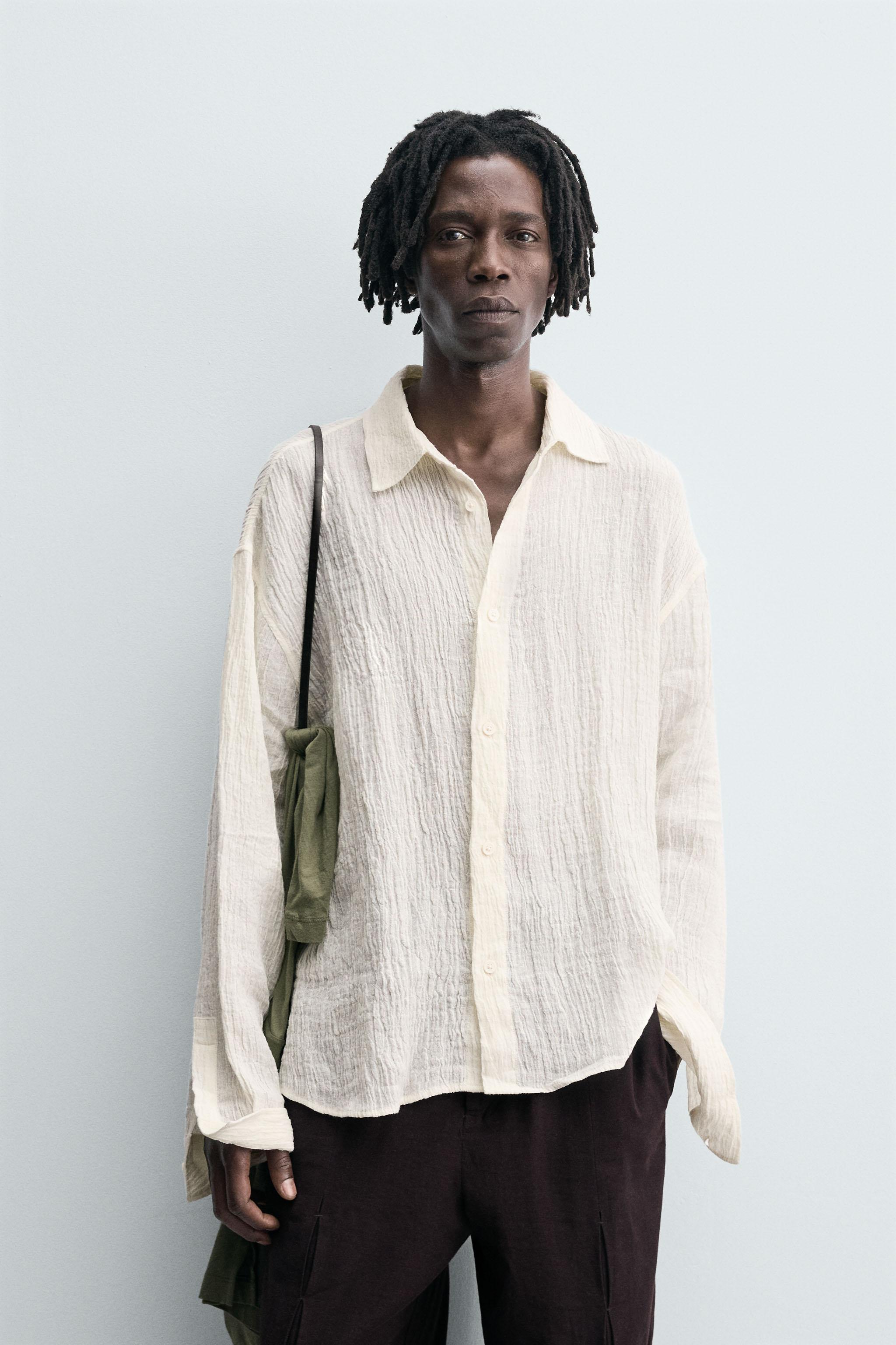 100% CRINKLED LINEN SHIRT