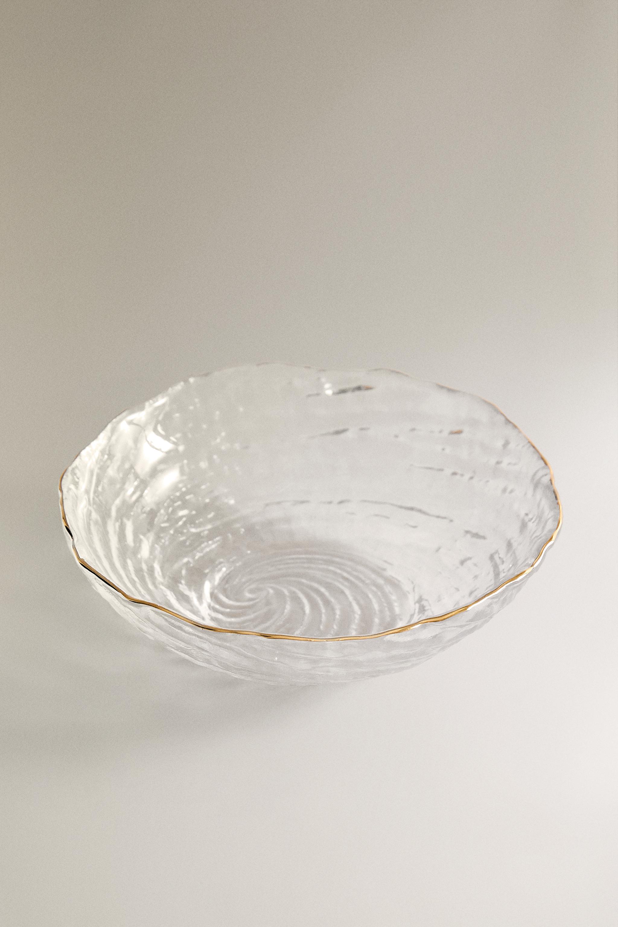 GLASS BOWL WITH GOLD RIM
