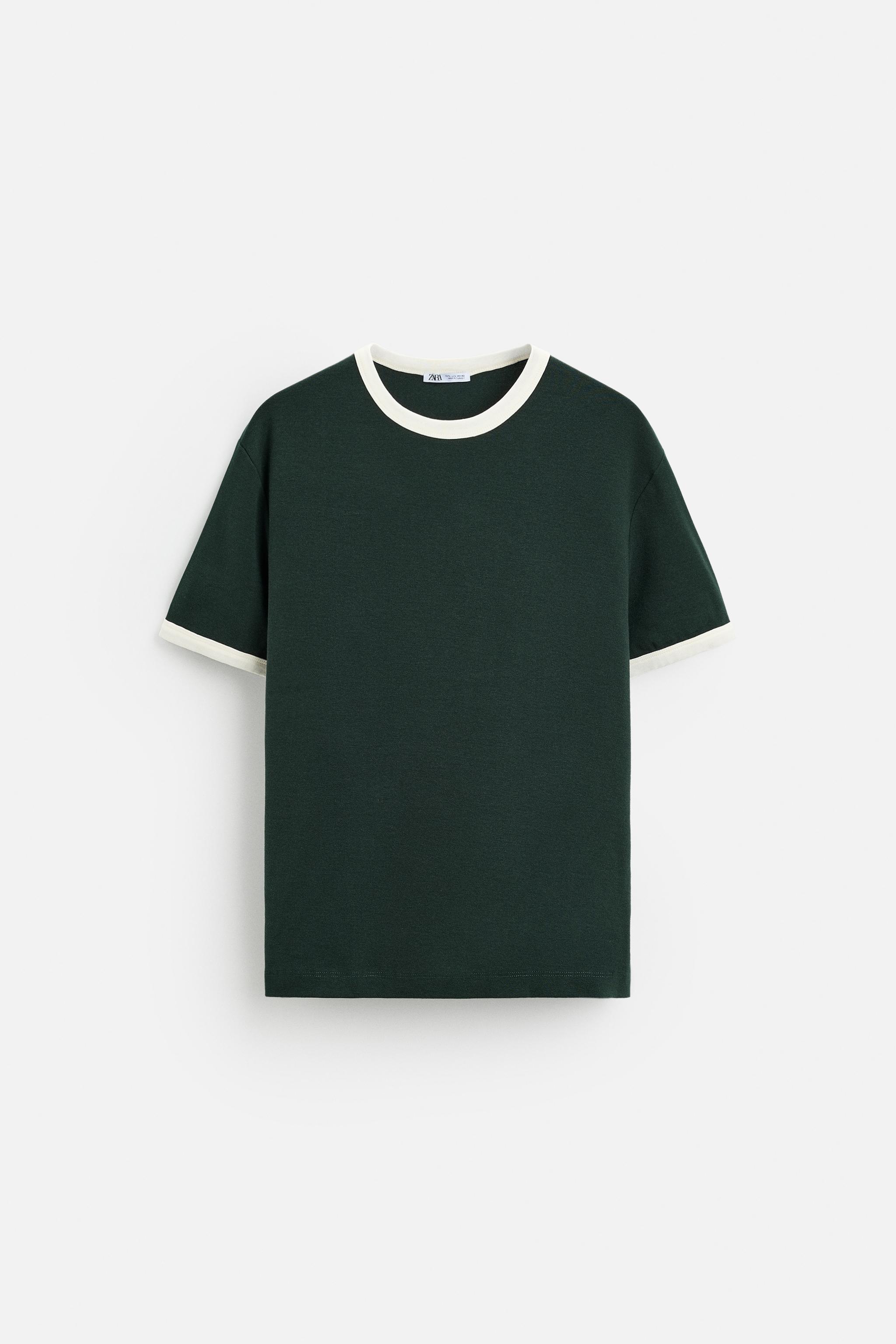 BASIC CONTRAST RIBBED T-SHIRT