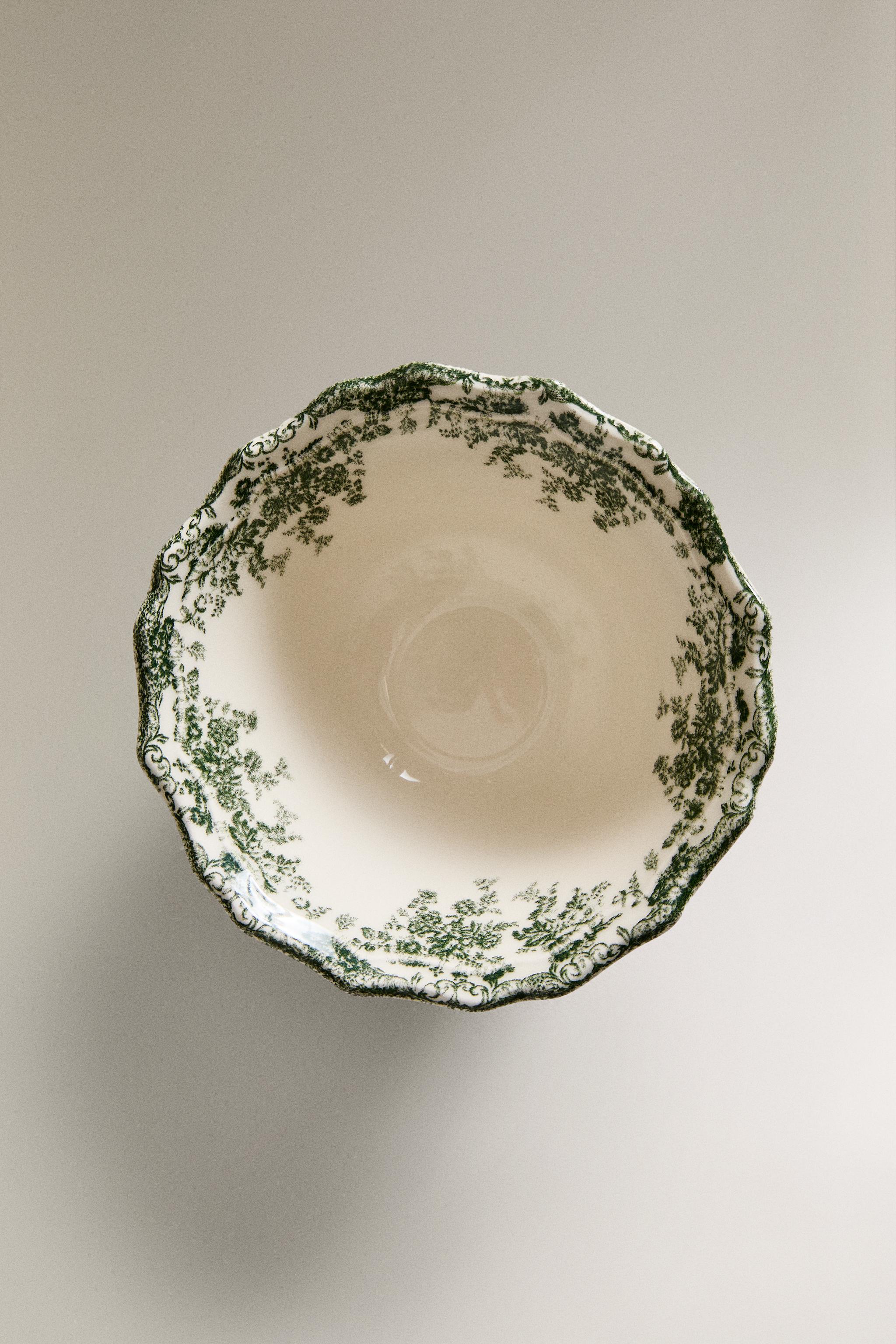 FLORAL EARTHENWARE SNACK BOWL