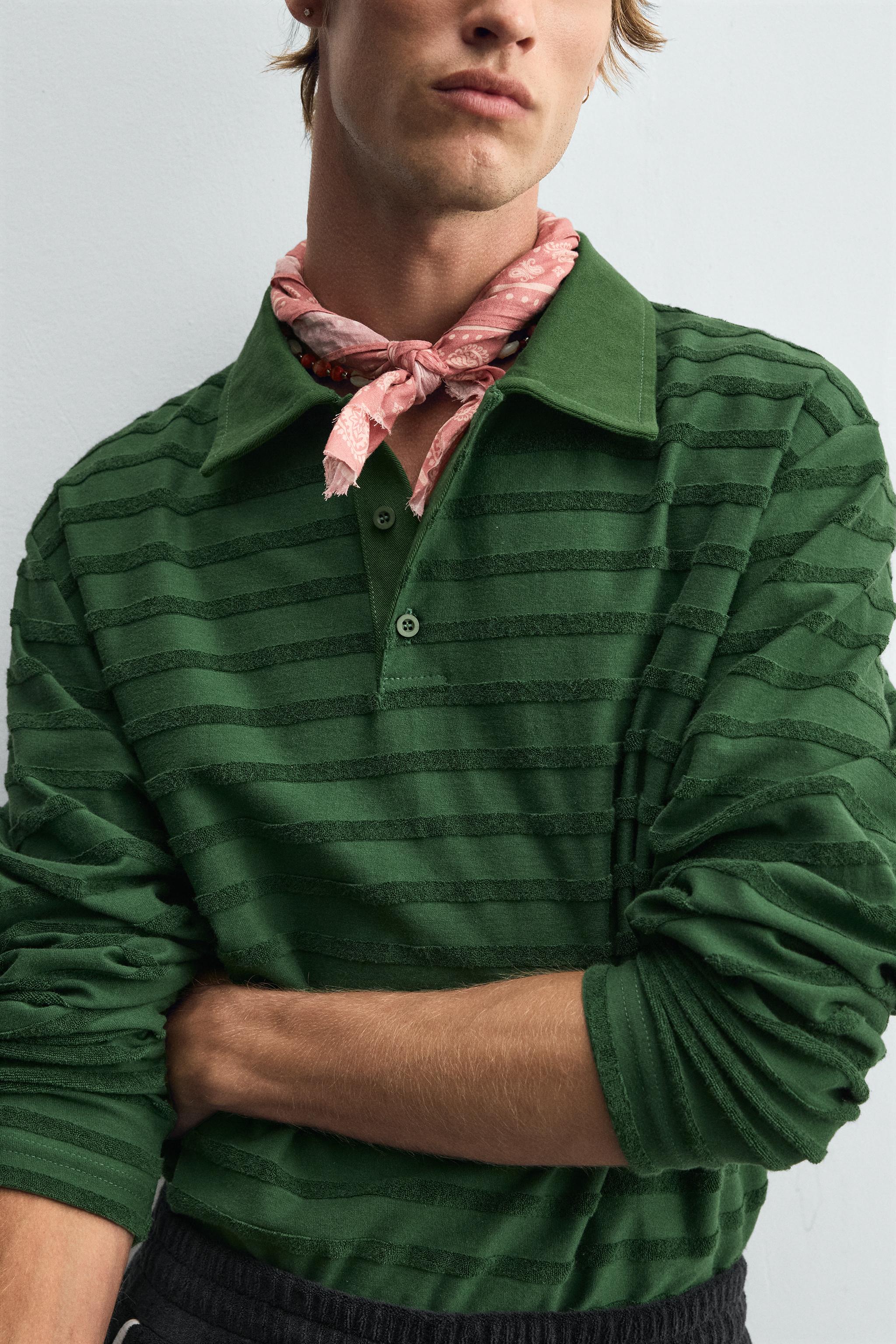 JACQUARD STRIPED TERRY POLO SHIRT