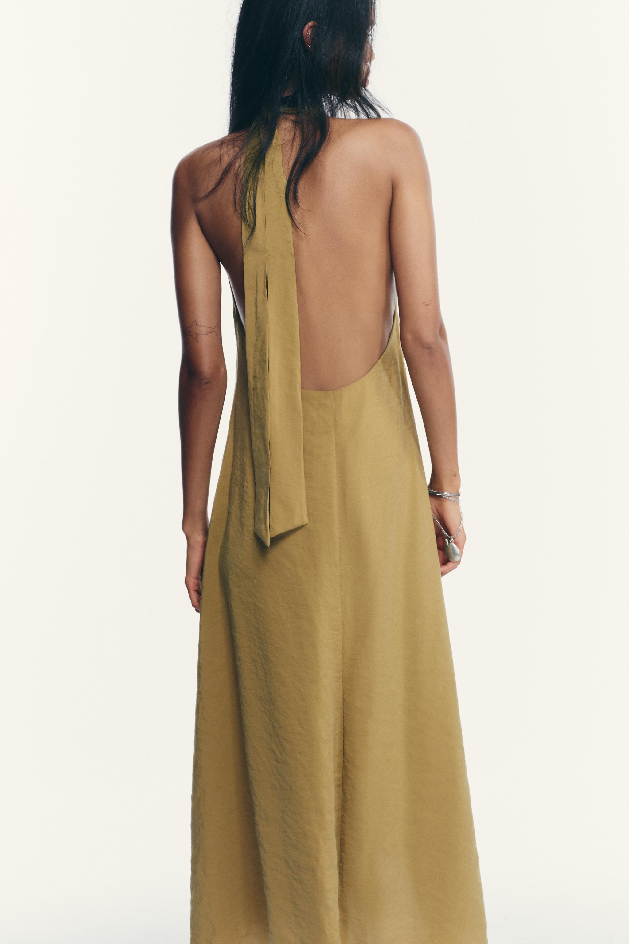 FLOWY HALTER MIDI DRESS