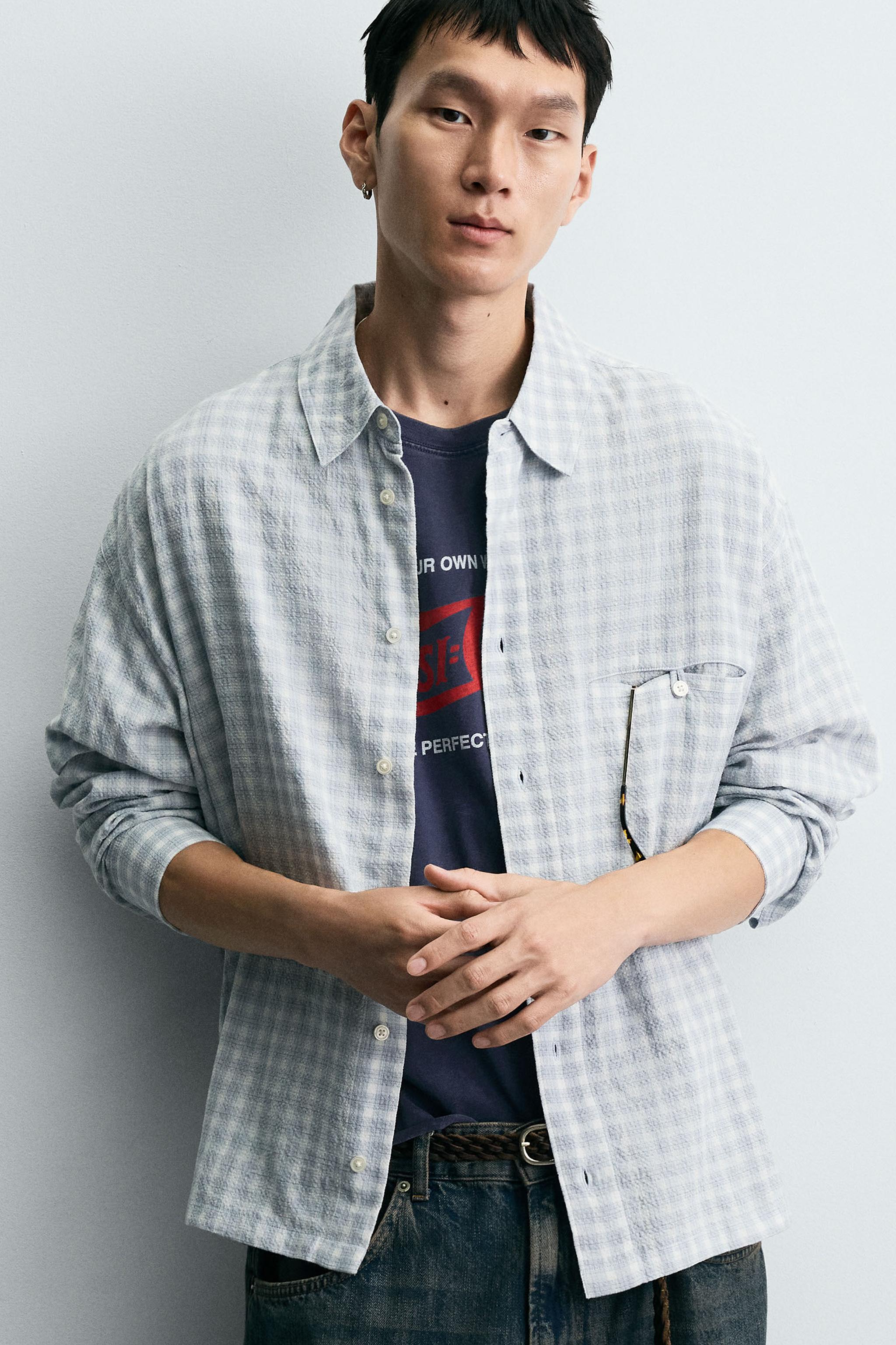 TEXTURED PLAID SHIRT