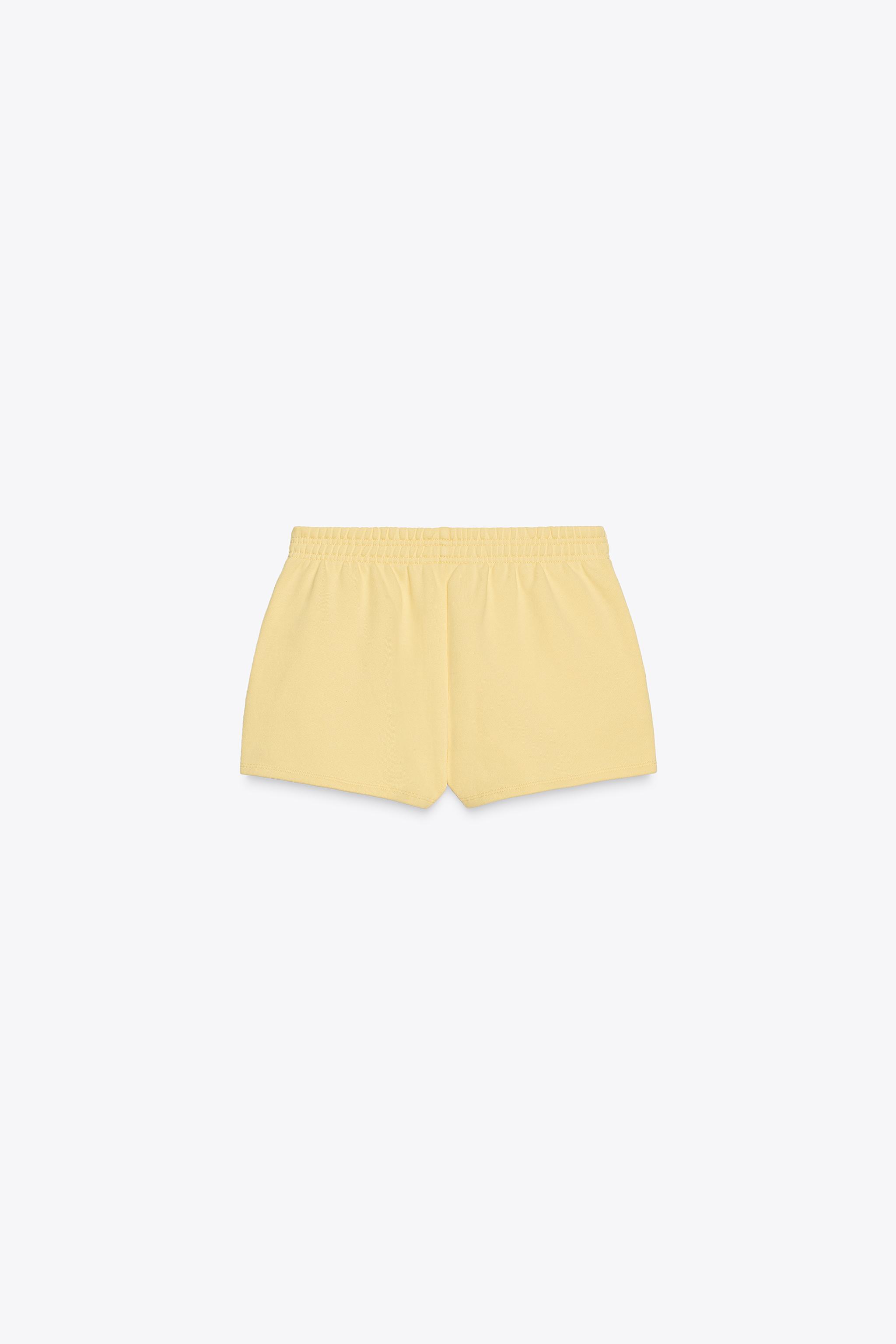 EMBROIDERED TEXT FLEECE SHORTS