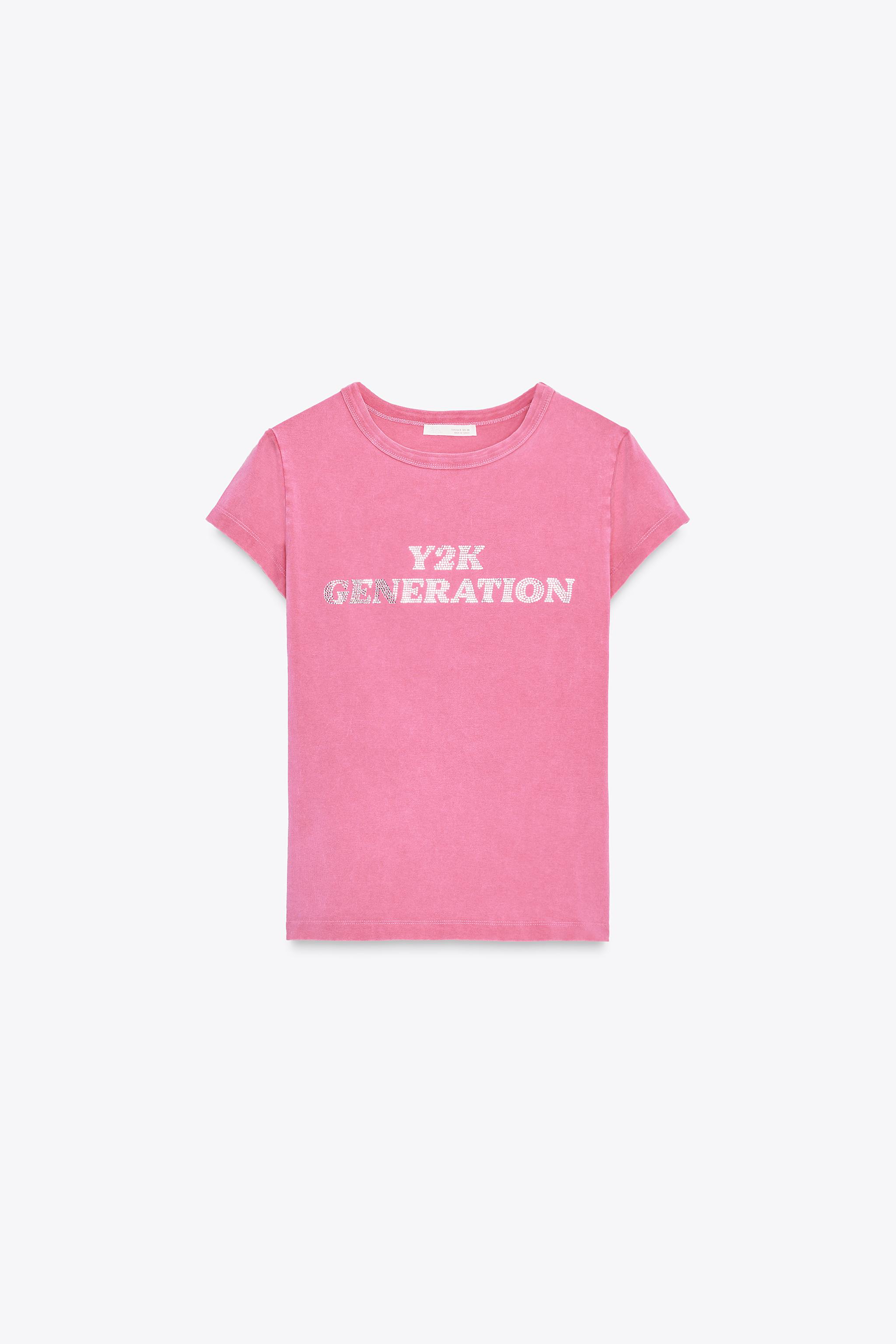 WASHED EFFECT RHINESTONE T-SHIRT