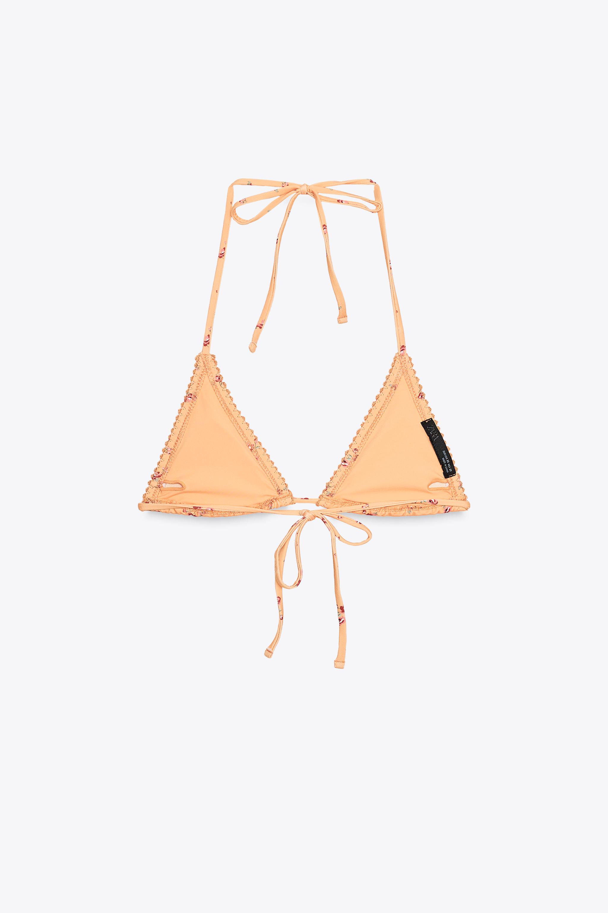 LACE TRIM FLORAL BIKINI TOP