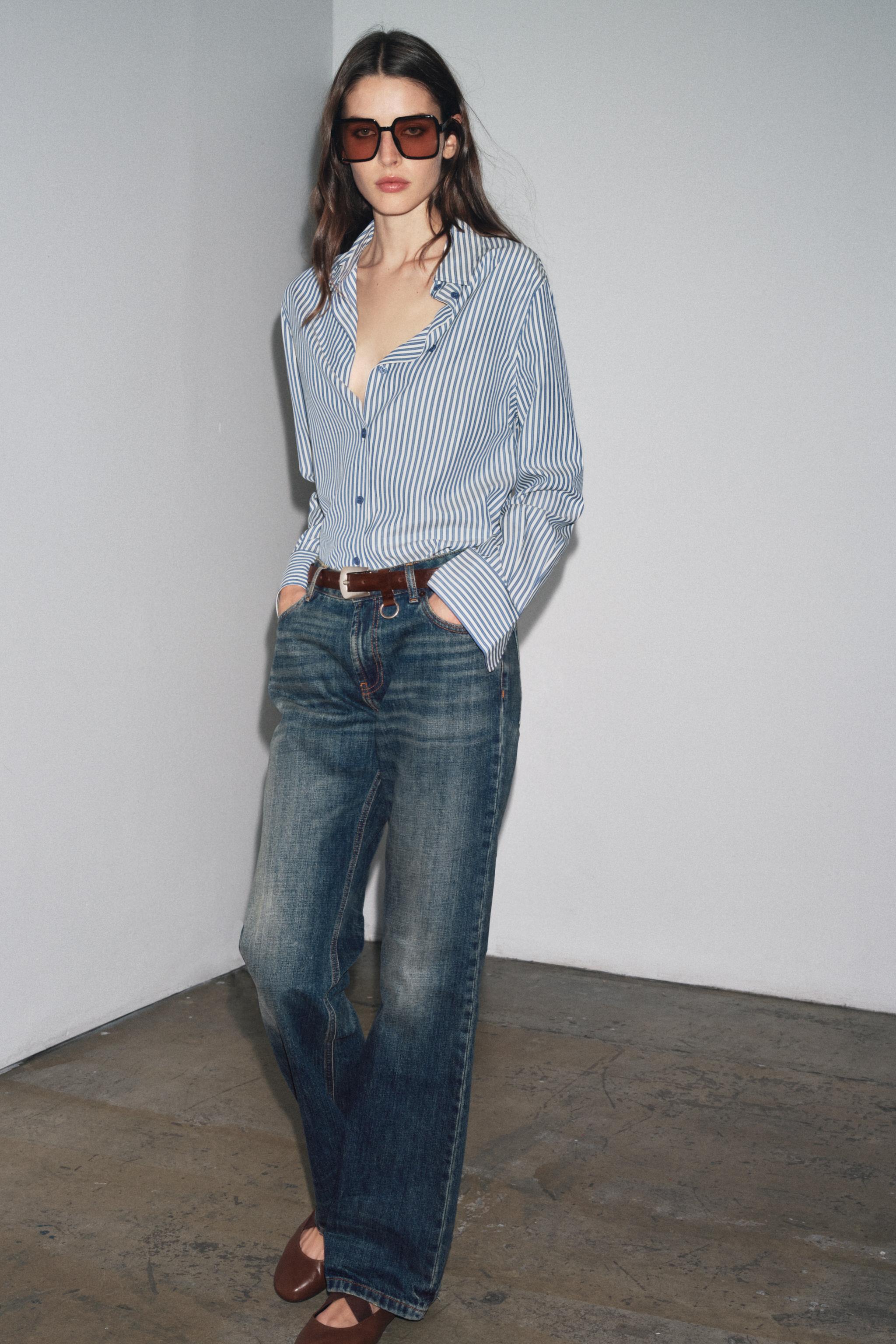 FLOWY STRIPED SHIRT ZW COLLECTION