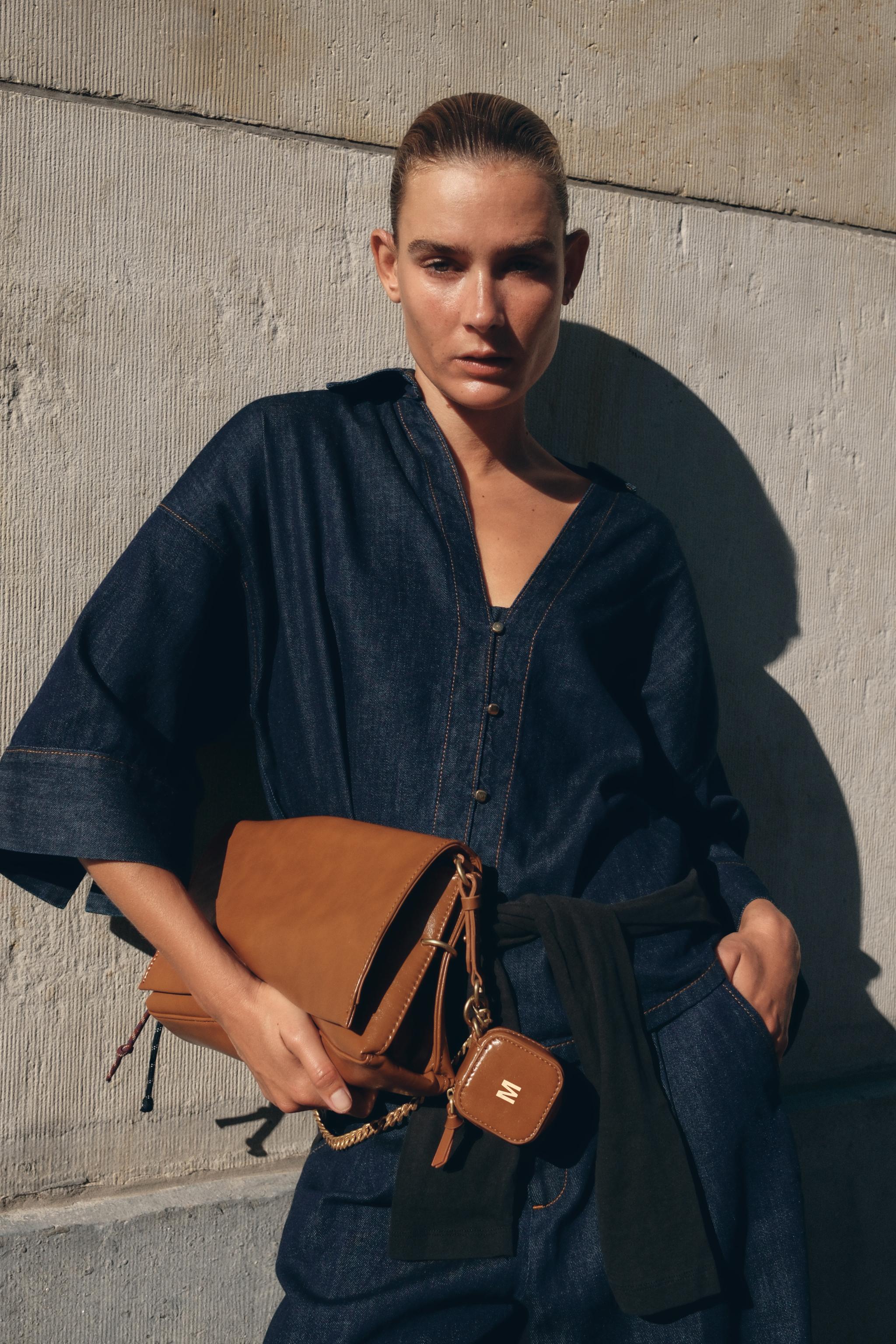 DENIM EFFECT BUTTON-UP SHIRT