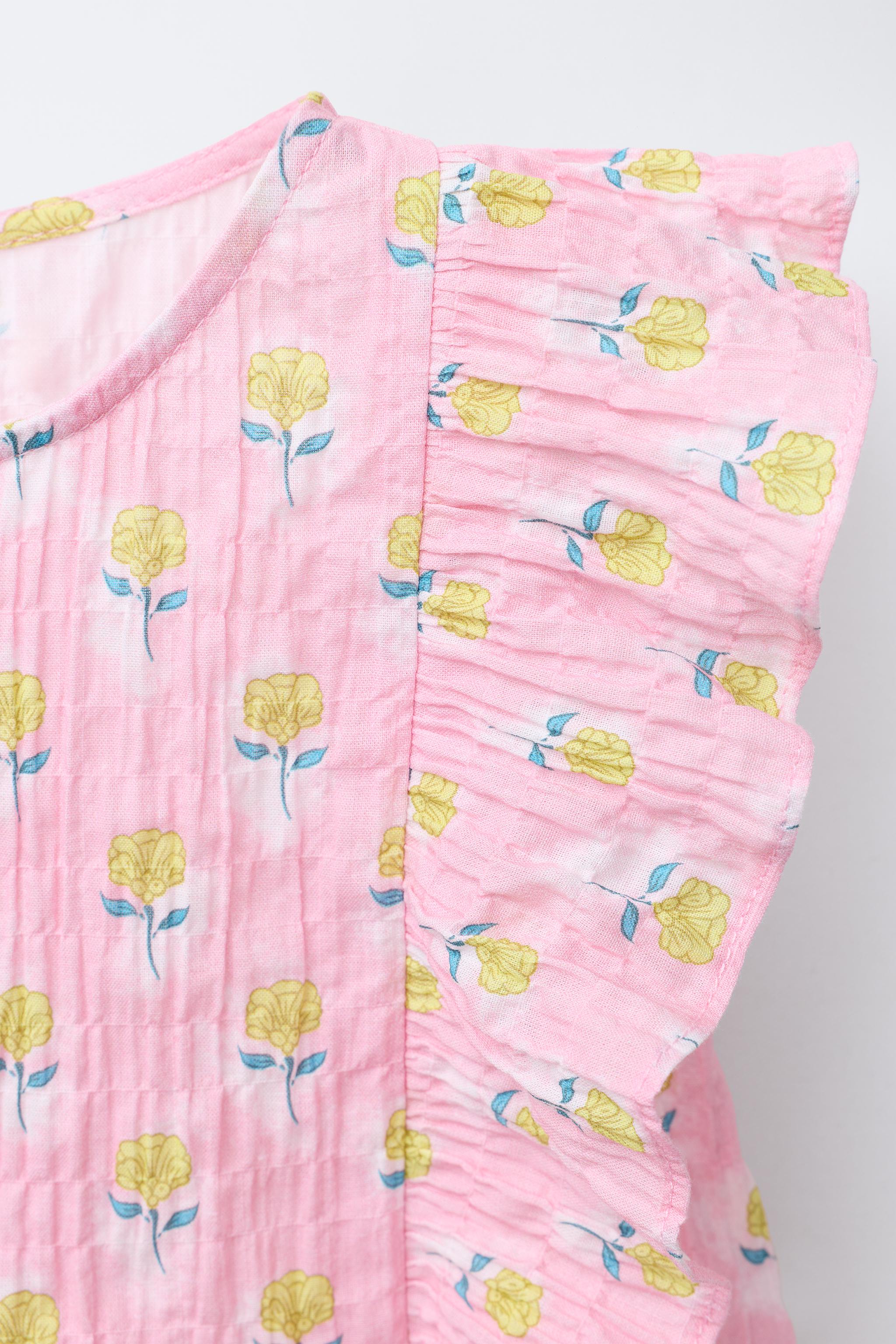 FLORAL PRINT RUFFLED TOP