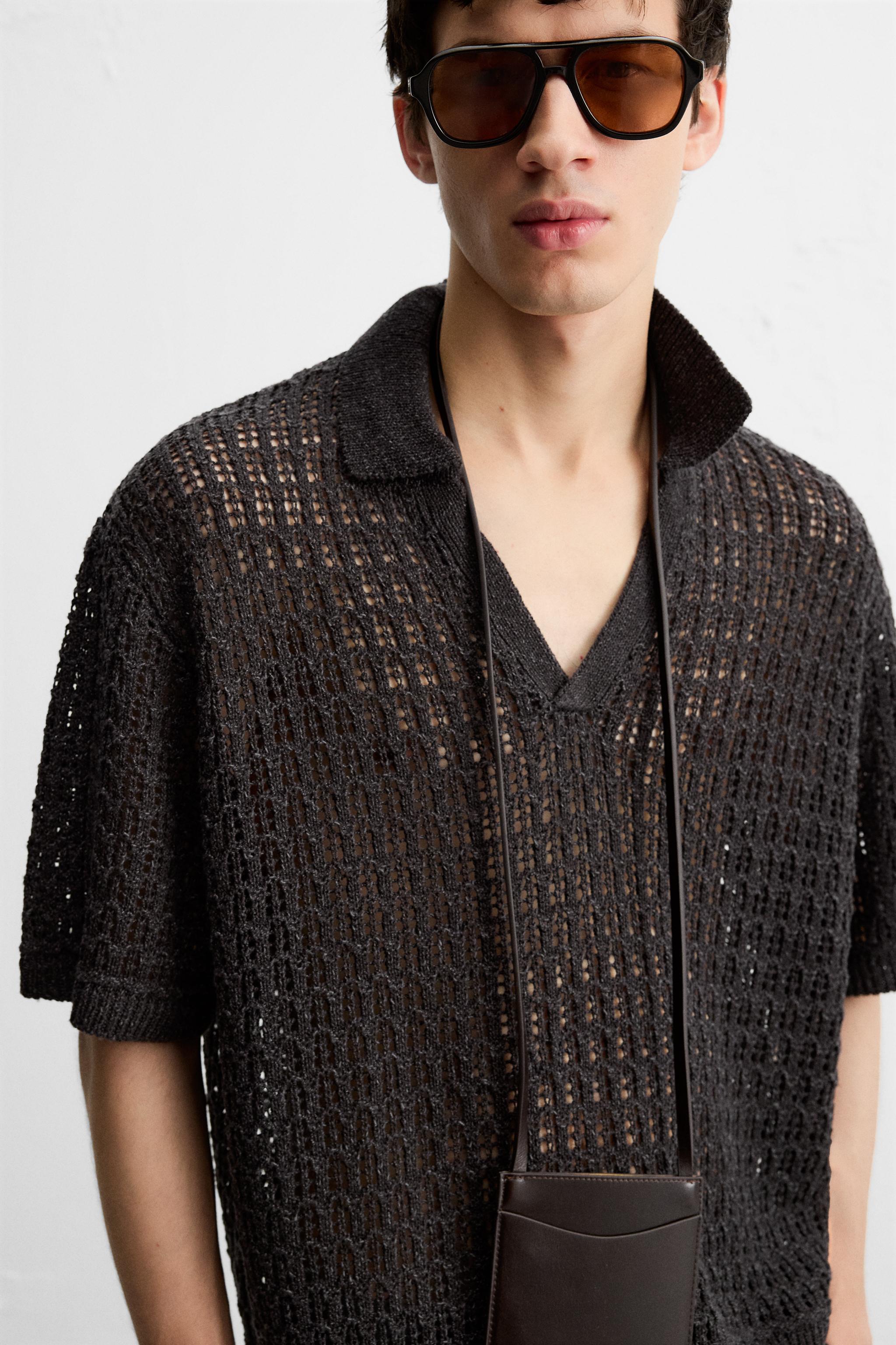 OPEN KNIT POLO SHIRT