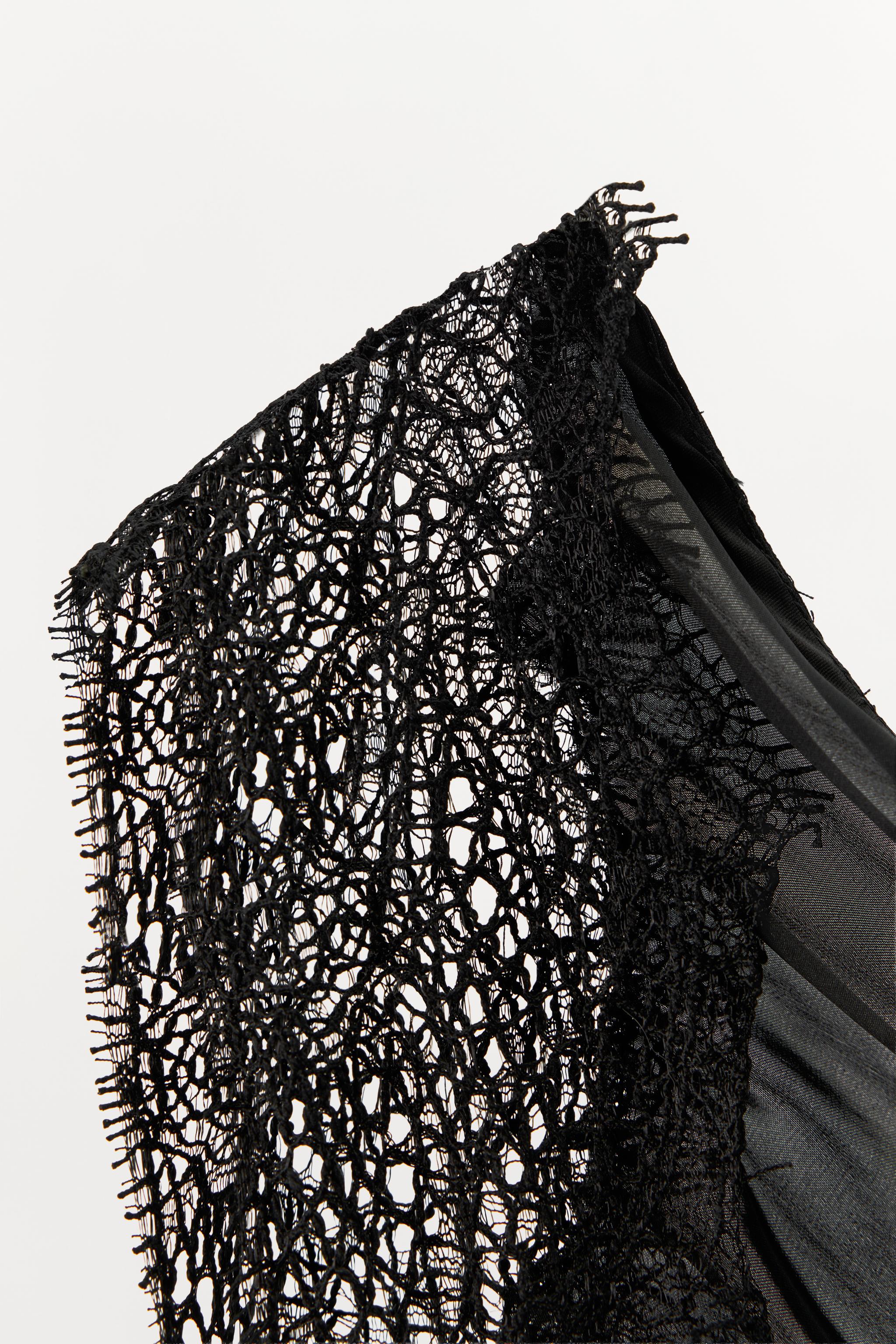 ASYMMETRIC SATIN EFFECT LACE TOP