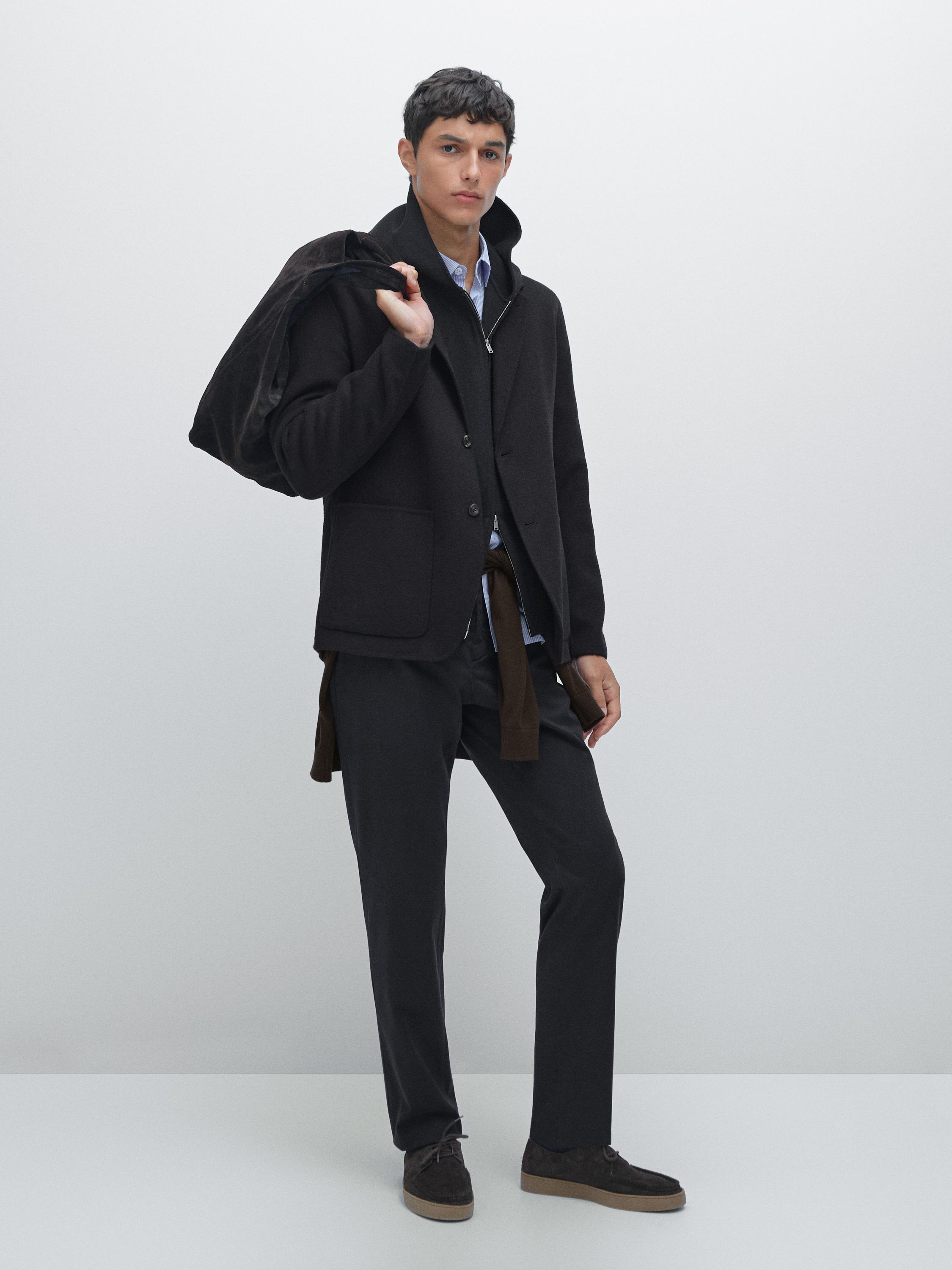 Slim fit textured trousers