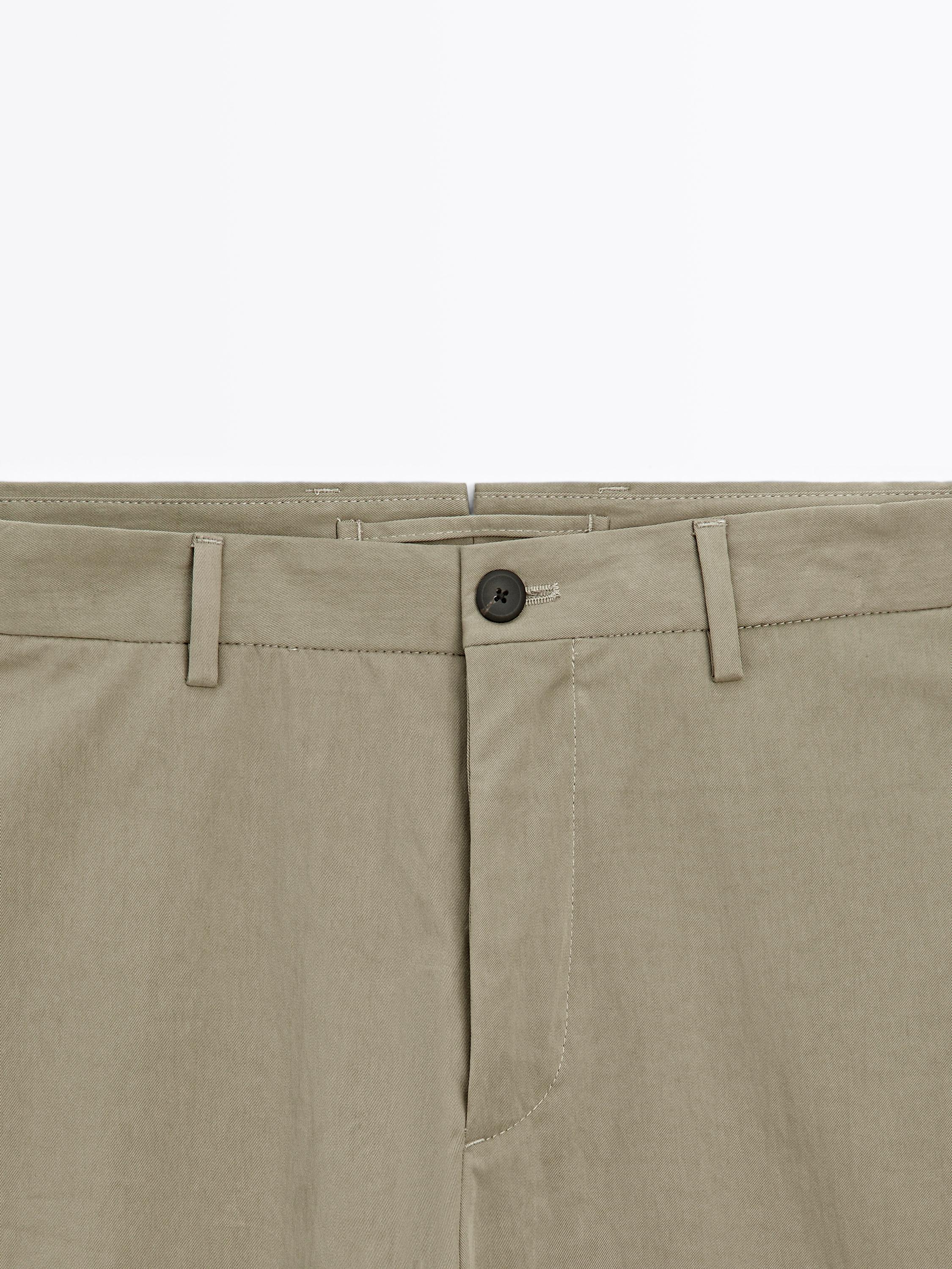 Cotton blend cigarette fit trousers