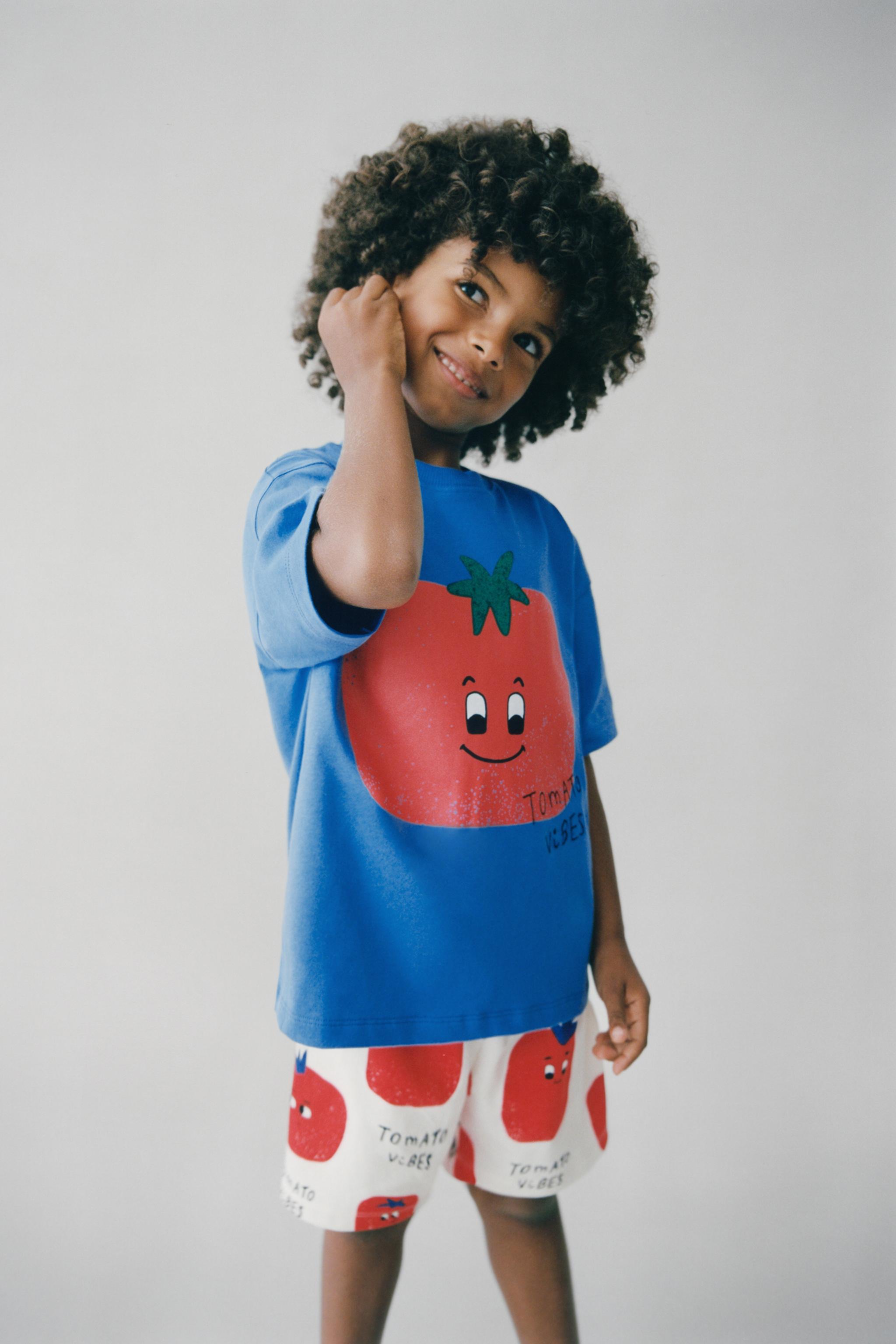 TOMATO PRINT JOGGING T-SHIRT AND BERMUDA SET