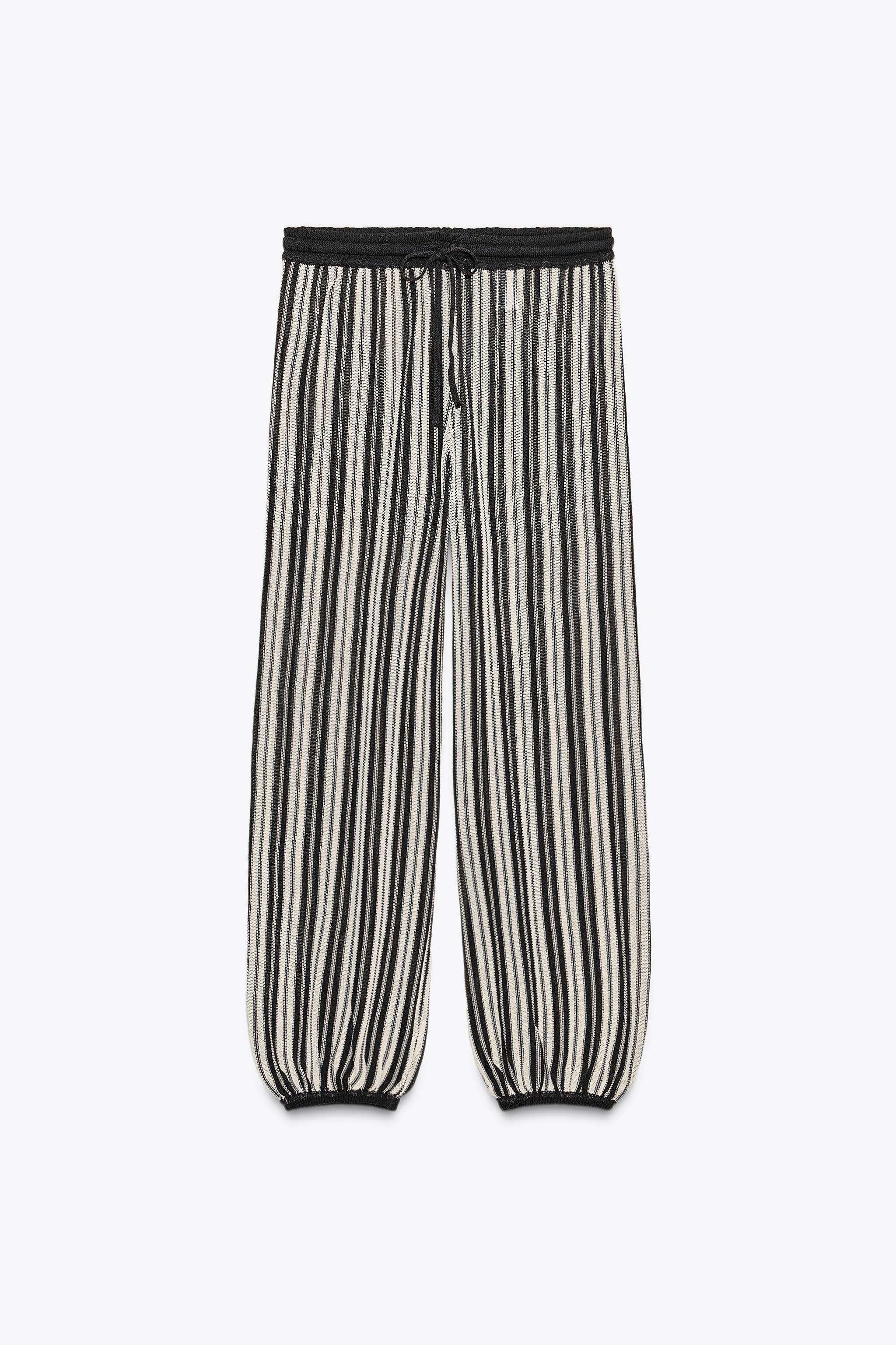 STRIPED LINEN CUFFED HEM PANTS