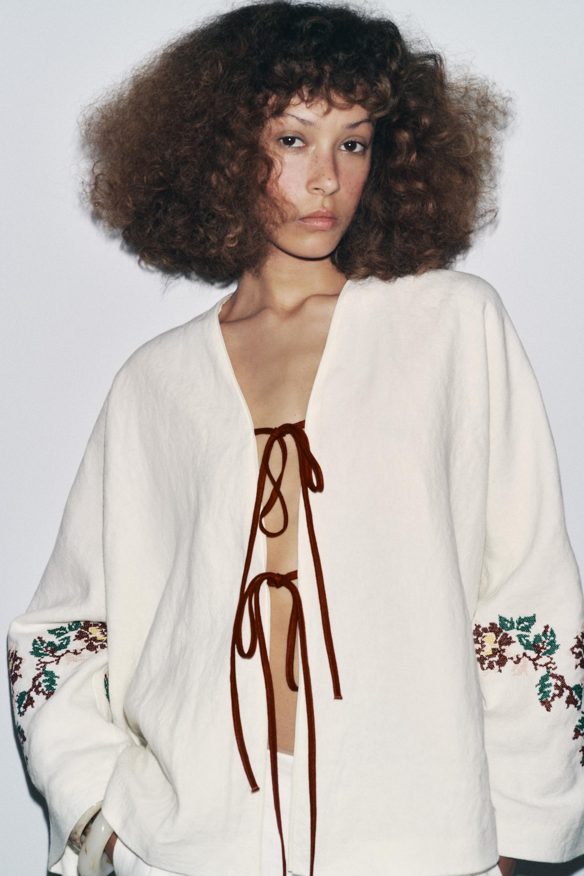 100% LINEN EMBROIDERED KIMONO