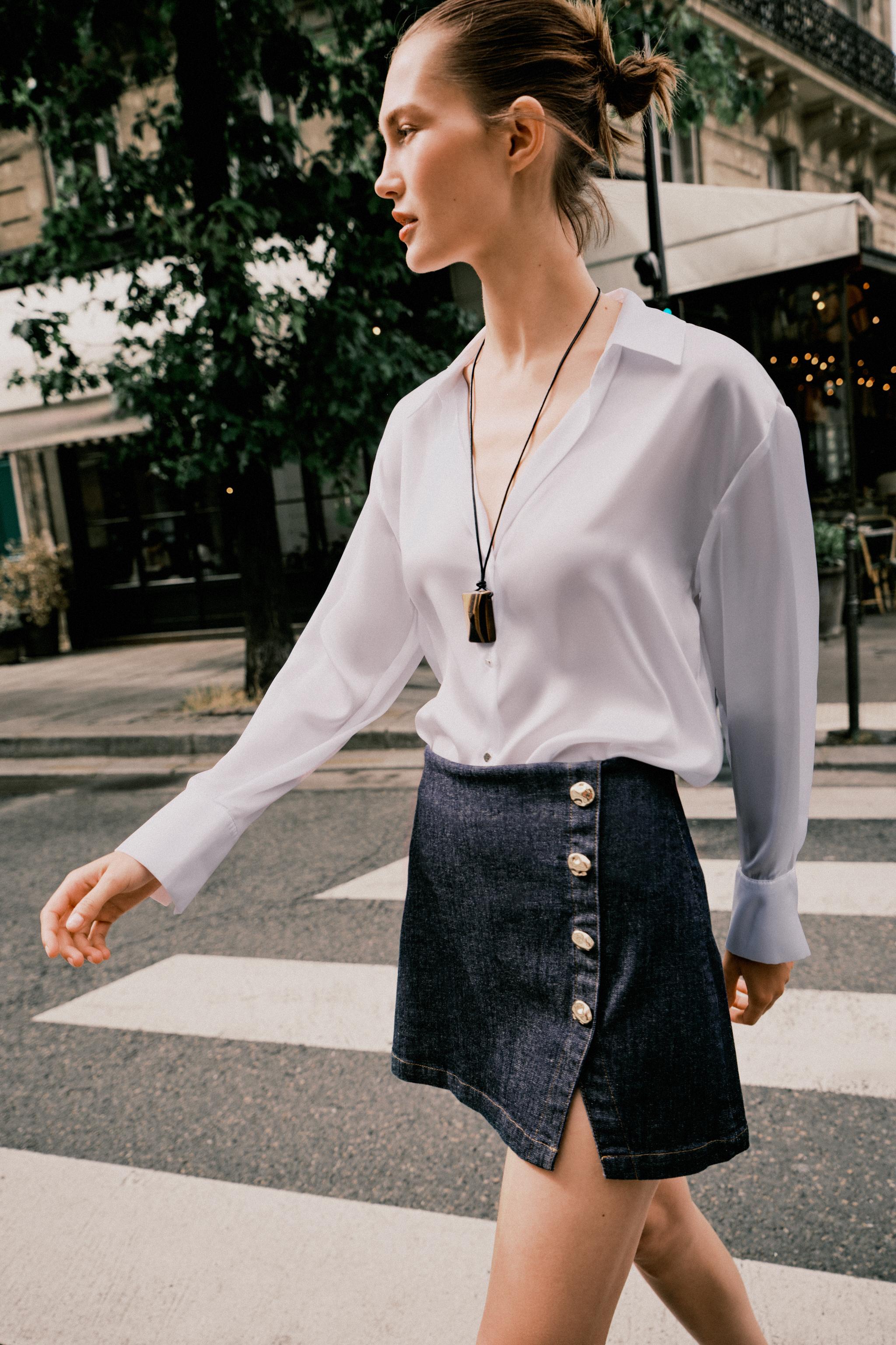 Z1975 DENIM CROSSOVER BUTTON SKORT