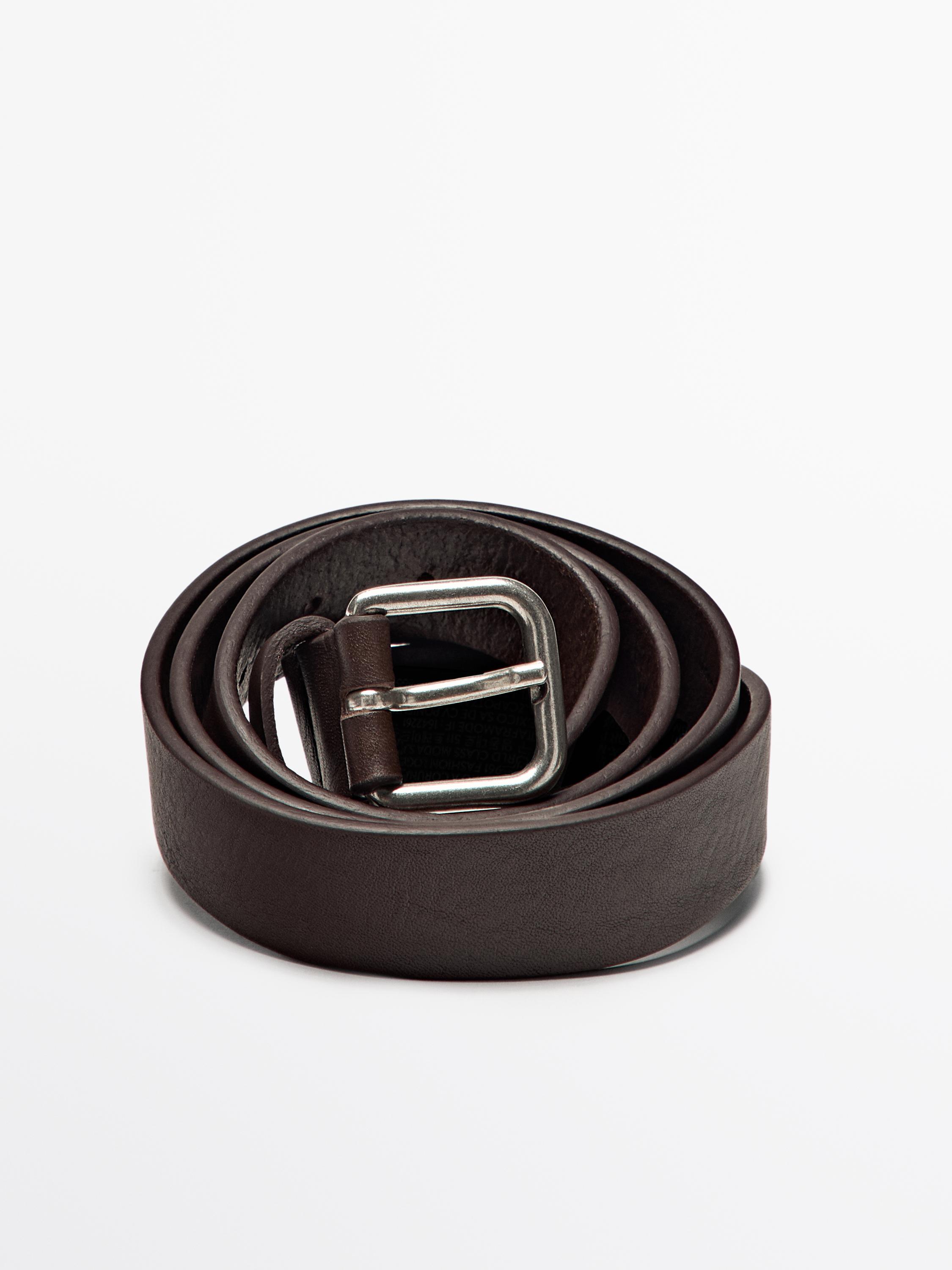 Nappa leather belt with square buckle