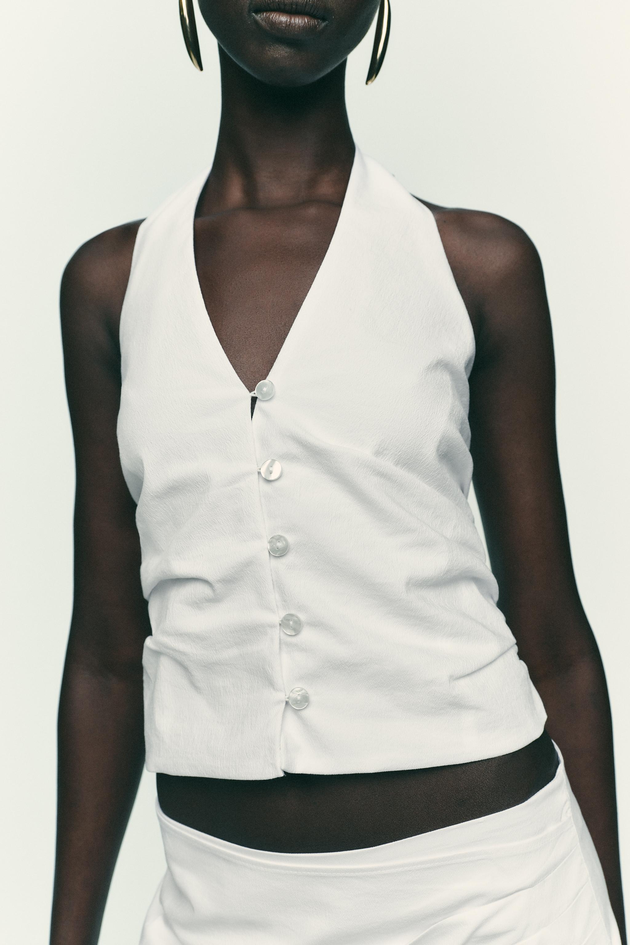 RUCHED HALTER VEST TOP