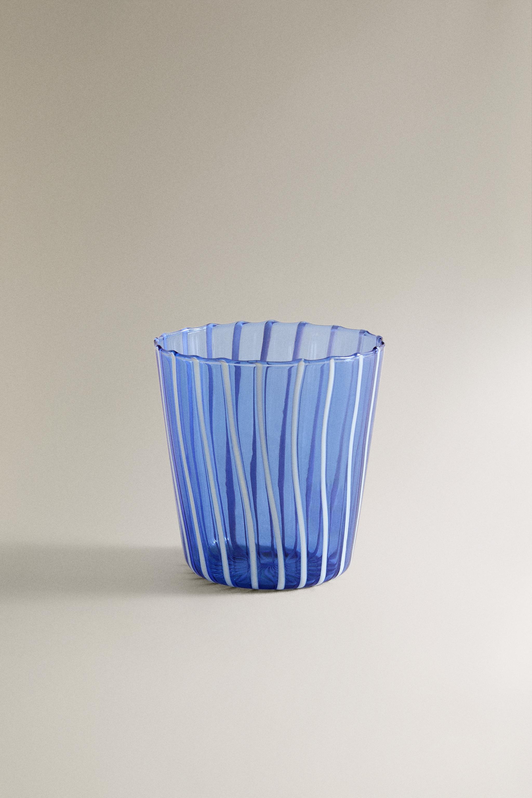 STRIPED BOROSILICATE GLASS TUMBLER WITH LINES