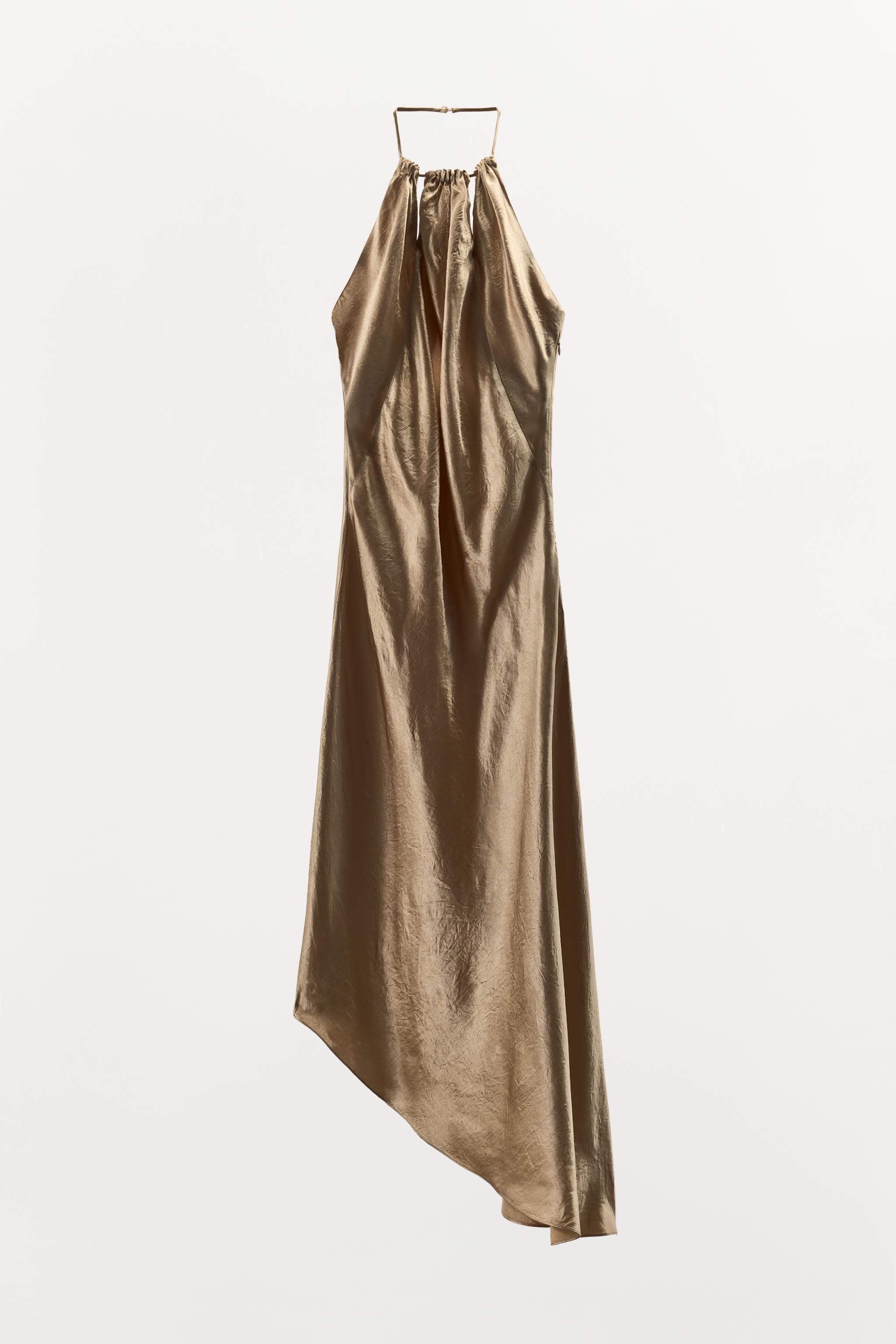 WRINKLED EFFECT HALTER DRESS