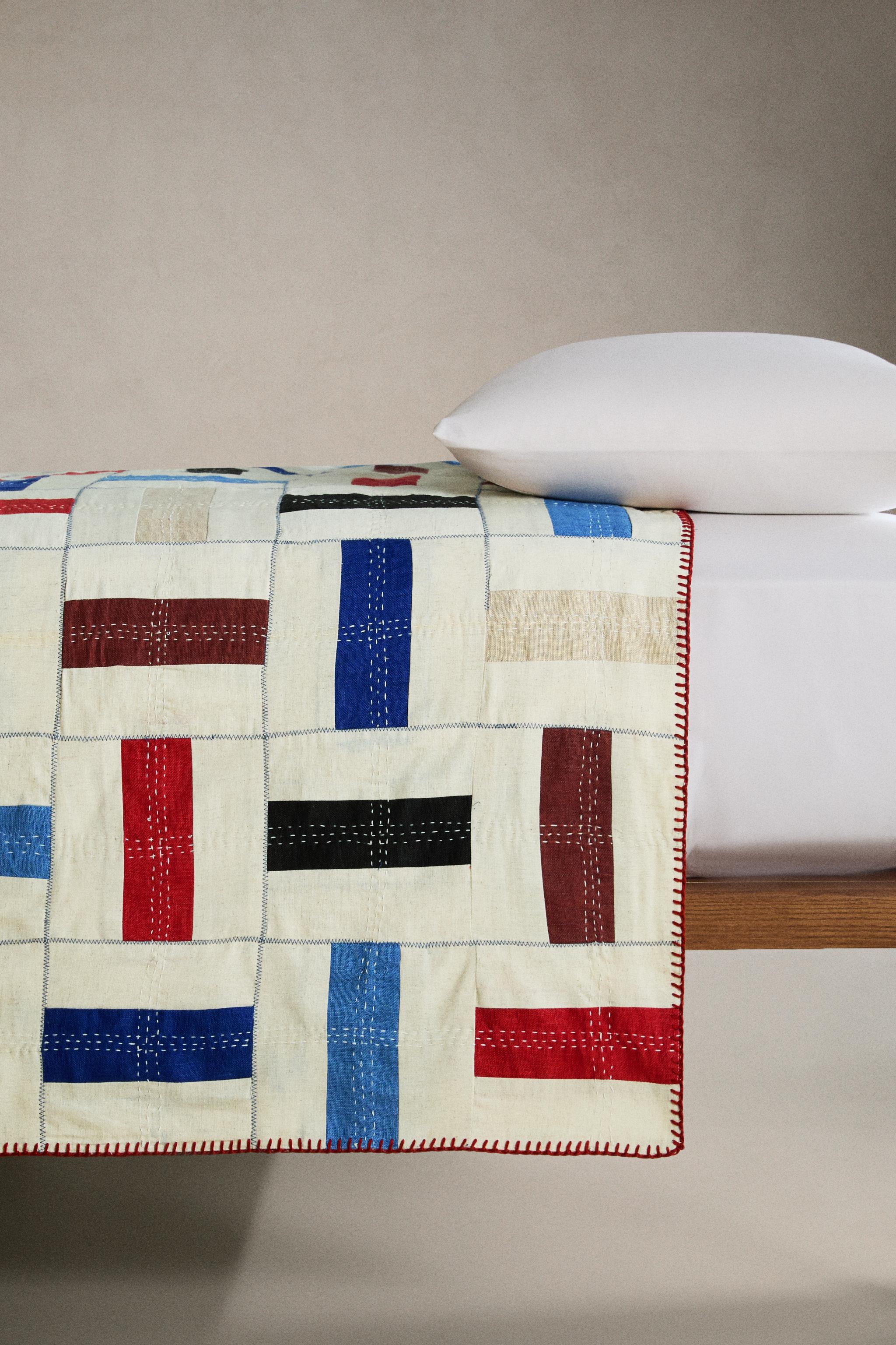 COTTON AND LINEN PATCHWORK BEDSPREAD X COLLAGERIE