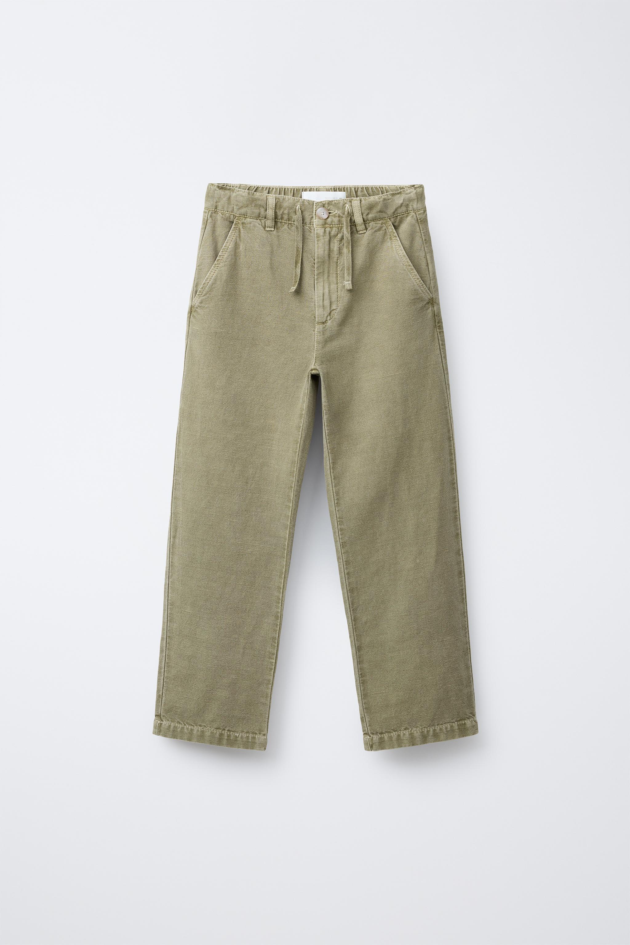 STRAIGHT-LEG COTTON-LINEN PANTS