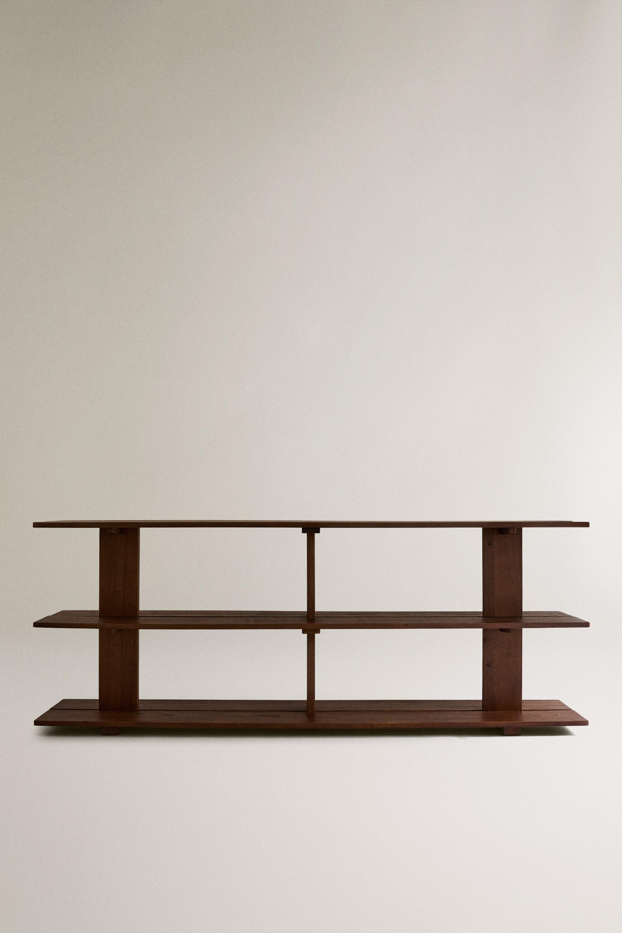 ELM WOOD SHELVING UNIT WITH THREE SHELVES