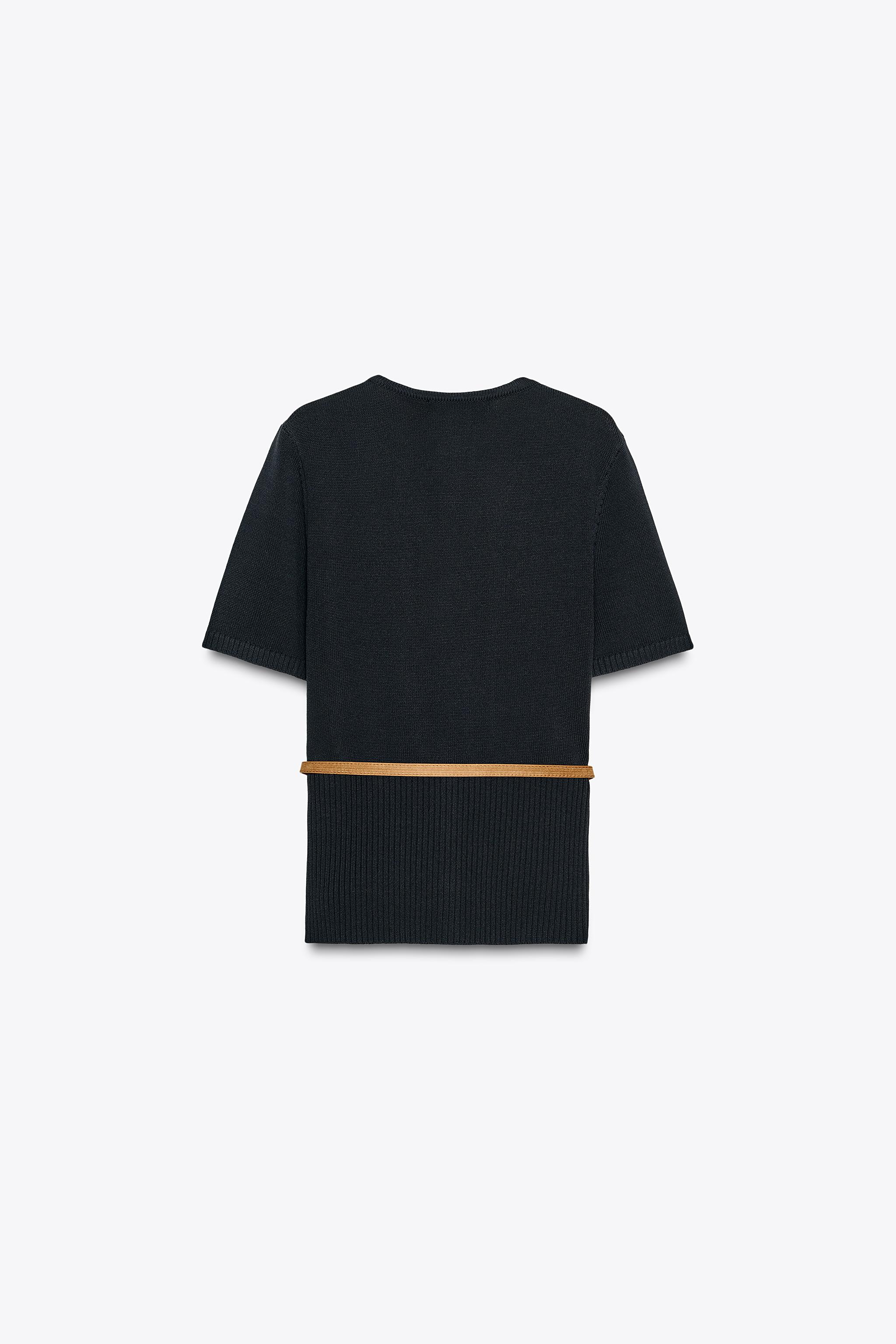 BELTED SHORT SLEEVE KNIT CARDIGAN